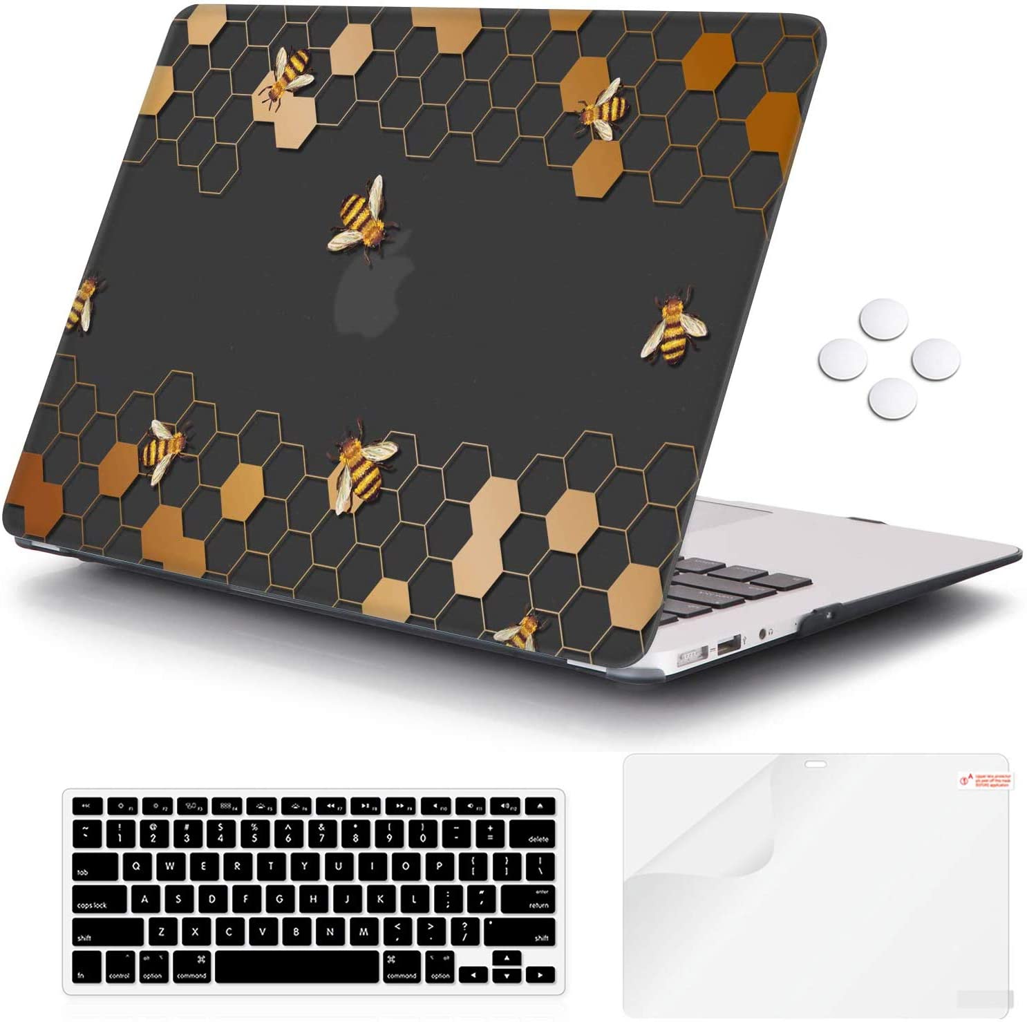 HONEY COMB -  MacBook Air 13 inch Case 2018 - 2020 Release. Plastic Pattern Hard Shell, screen and keyboard protectors.  Compatible with MacBook Air 13. - e4cents