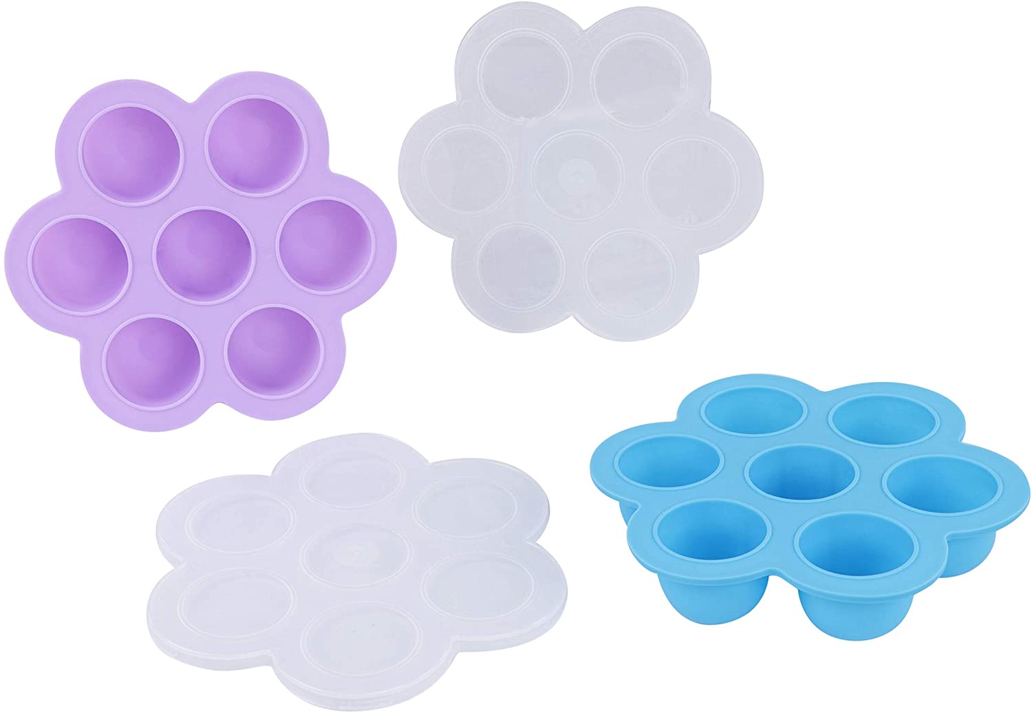 Baby Silicone Food Container with Thin Lid Blue Meal Prep Container Freezer Trays. (LNC)