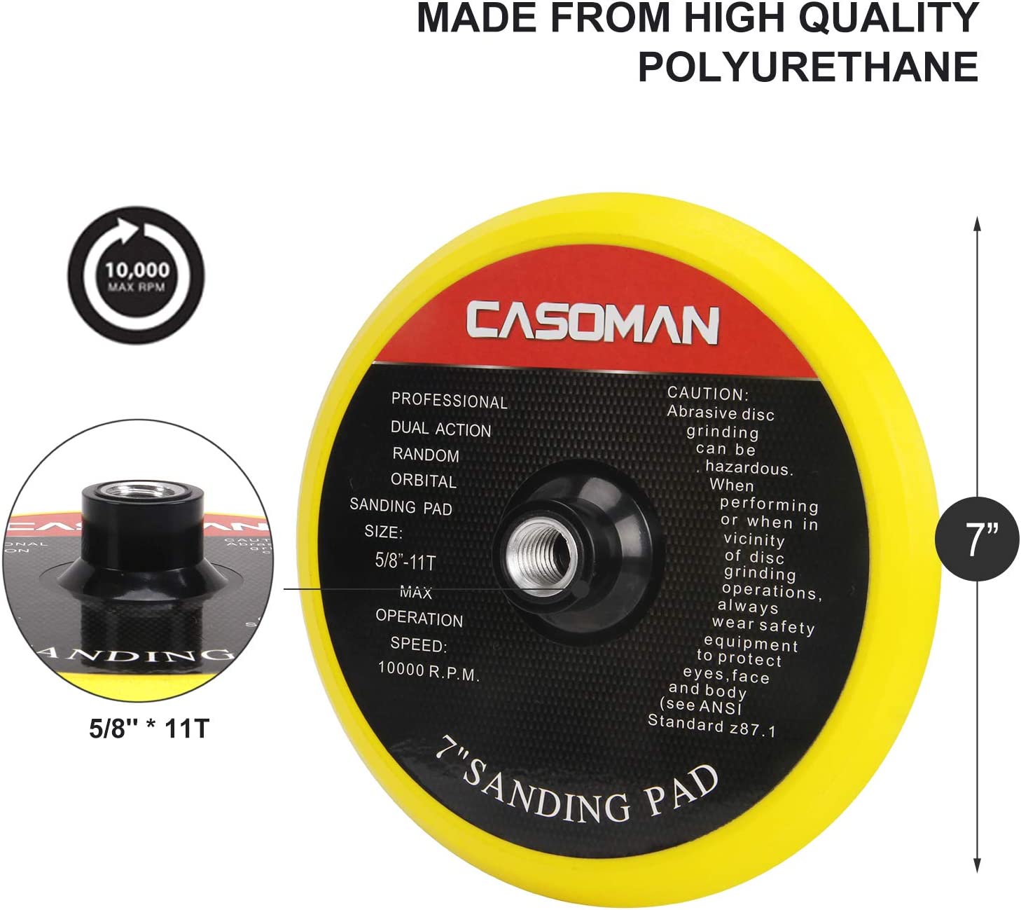 CASOMAN 7-Inch Buffing and Polishing Pad Kit, 7 Pieces 7" Polishing Sponge, Waxing Buffing Pad Kit. (LNC)