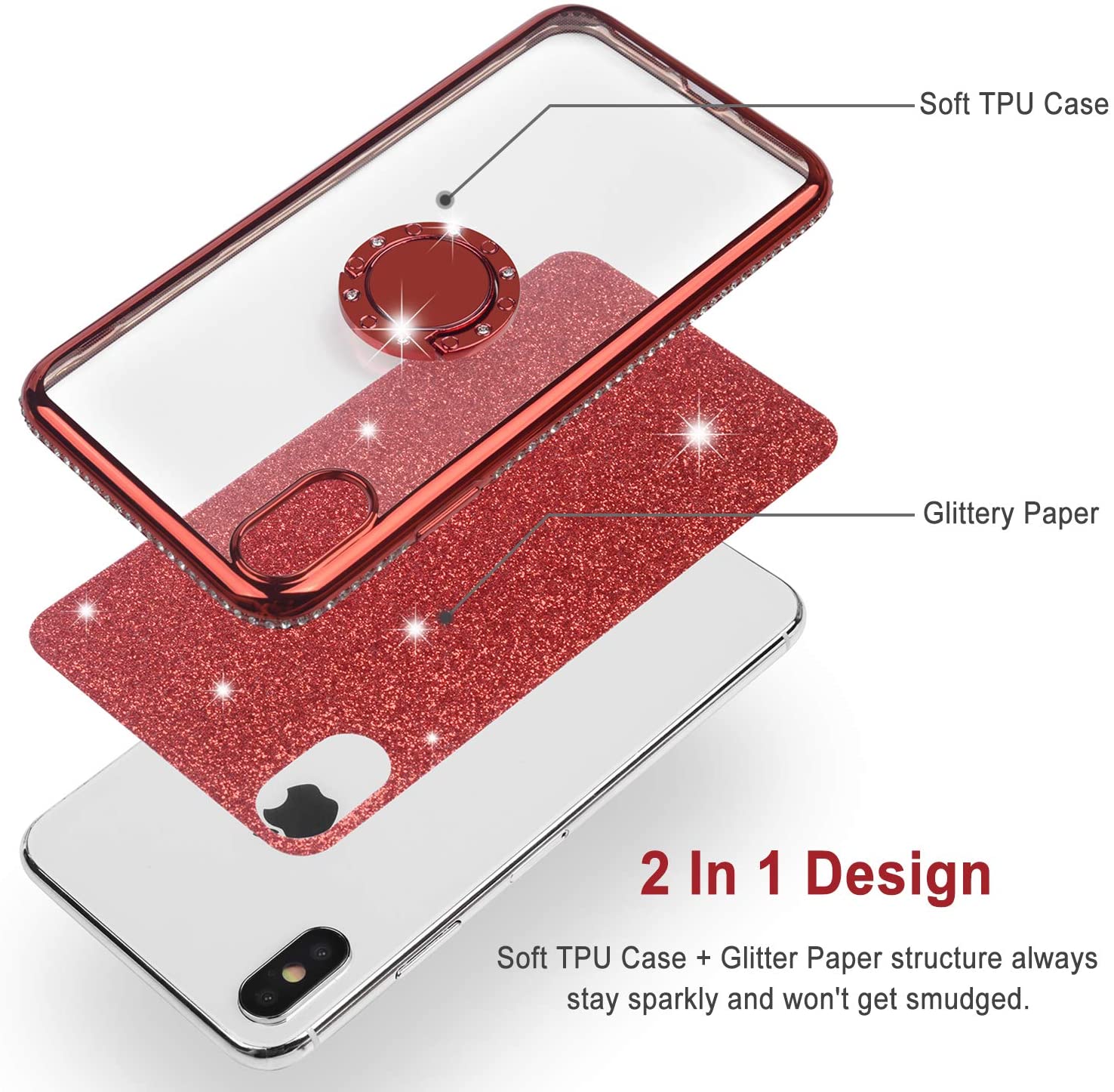 iPhone Xr Case,Glitter Cute Phone Girls Women Case with Kickstand. - e4cents
