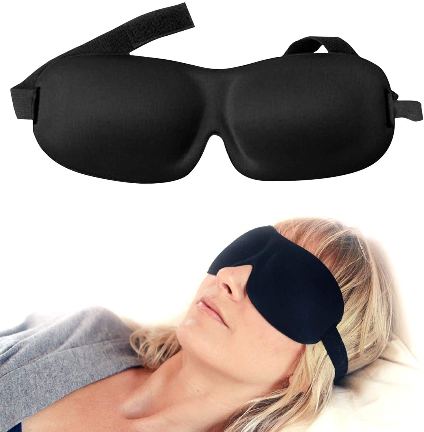 Deep Rest Eye Mask with Contoured Shape and Adjustable Head Strap, Perfect for Side Sleeper, Light Blocking, Sleep Deeply Anywhere, Anytime, Wake Up Refreshed - e4cents