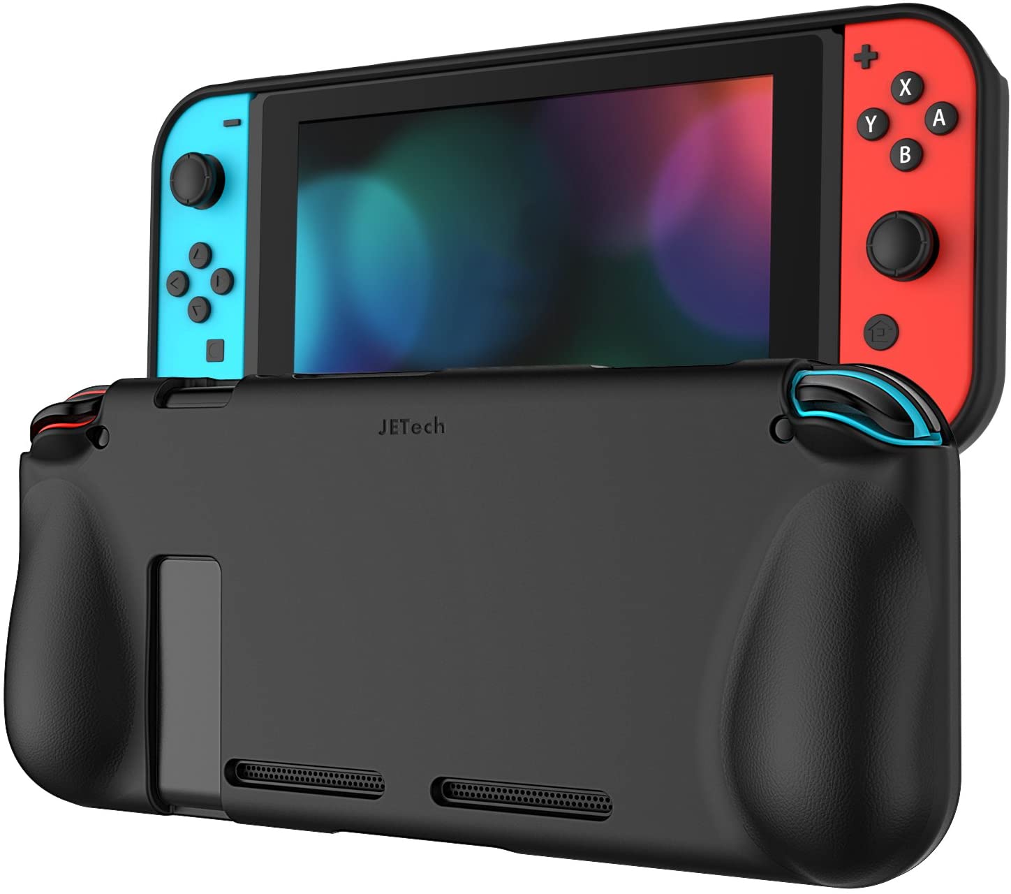 JETech Protective Case for Nintendo Switch 2017, Grip Cover with Shock-Absorption and Anti-Scratch Design (Black) - e4cents