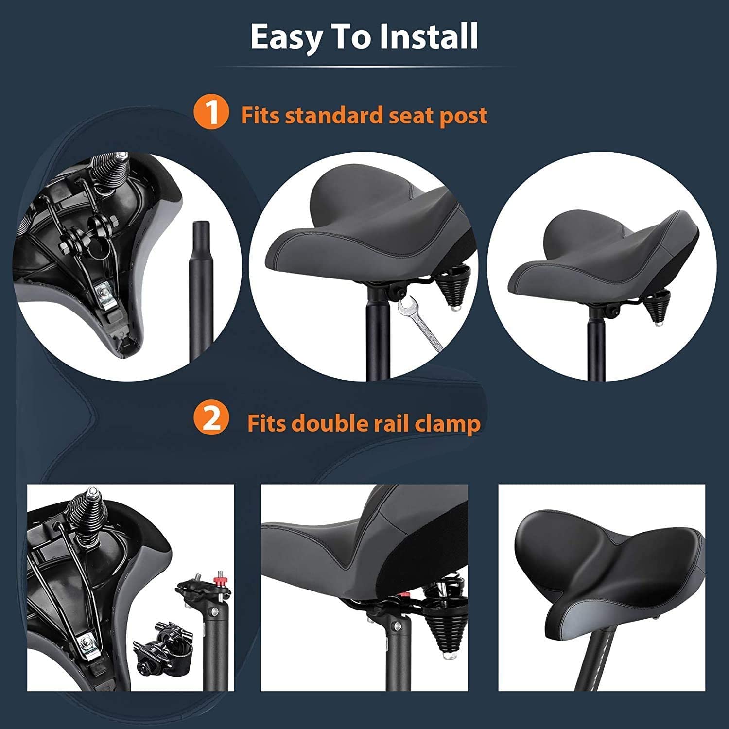 Oversized Comfortable Bicycle Saddle, Extra Wide Women Man Universal Comfortable Bike Seat Padded Memory Foam - e4cents