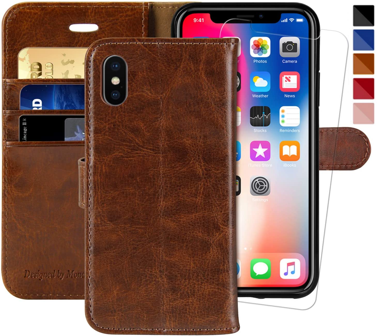 iPhone X Wallet Case/iPhone Xs Wallet Case - BROWN - e4cents
