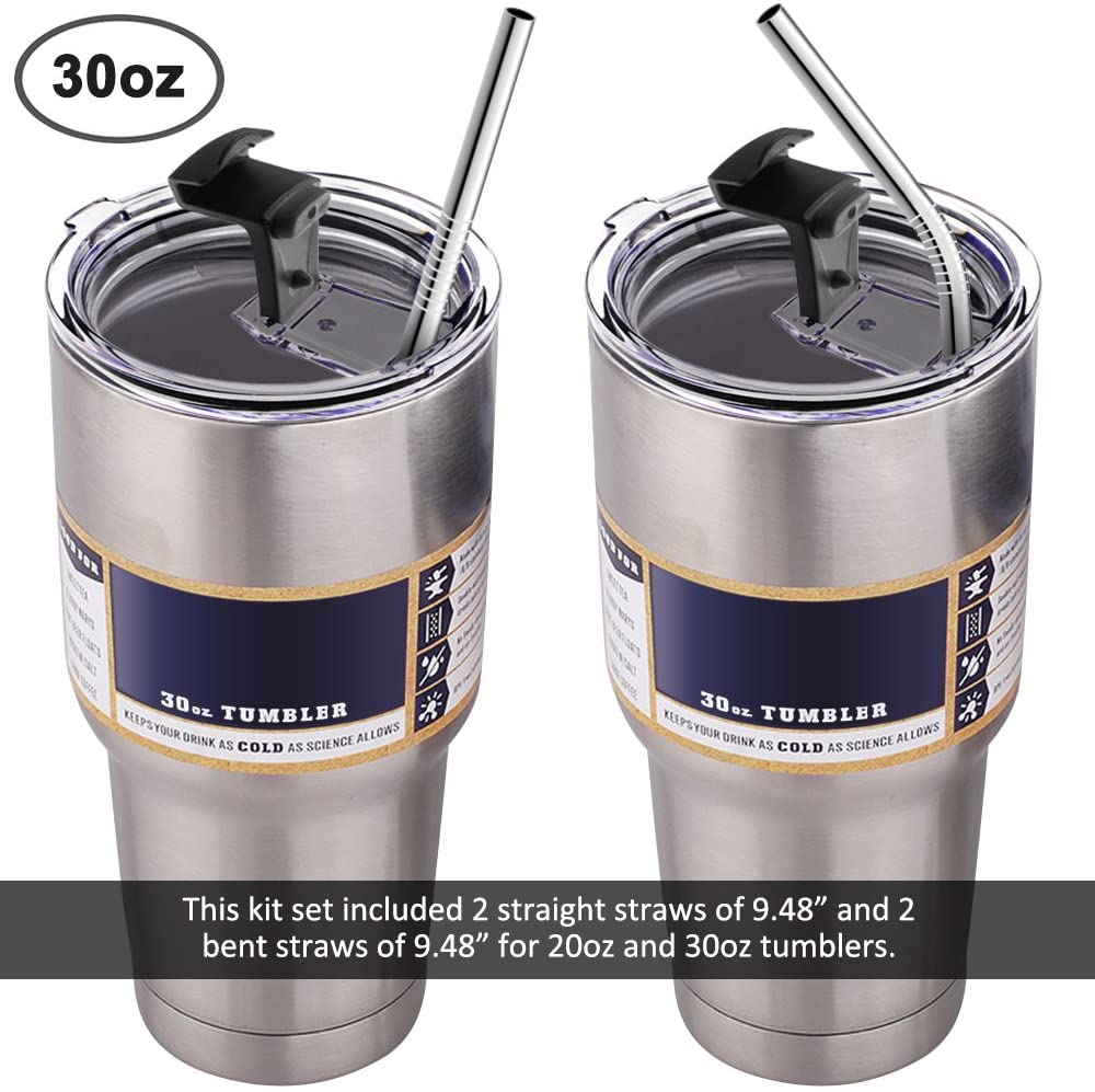 30oz Tumblers Lids with Stainless Steel Straws - e4cents