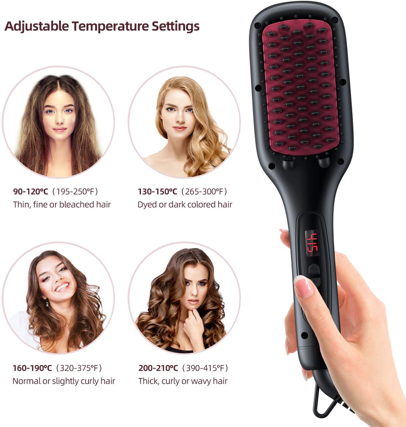 Ohuhu 2 in 1 Ionic Straightening Comb with Anti-Scald Feature - e4cents