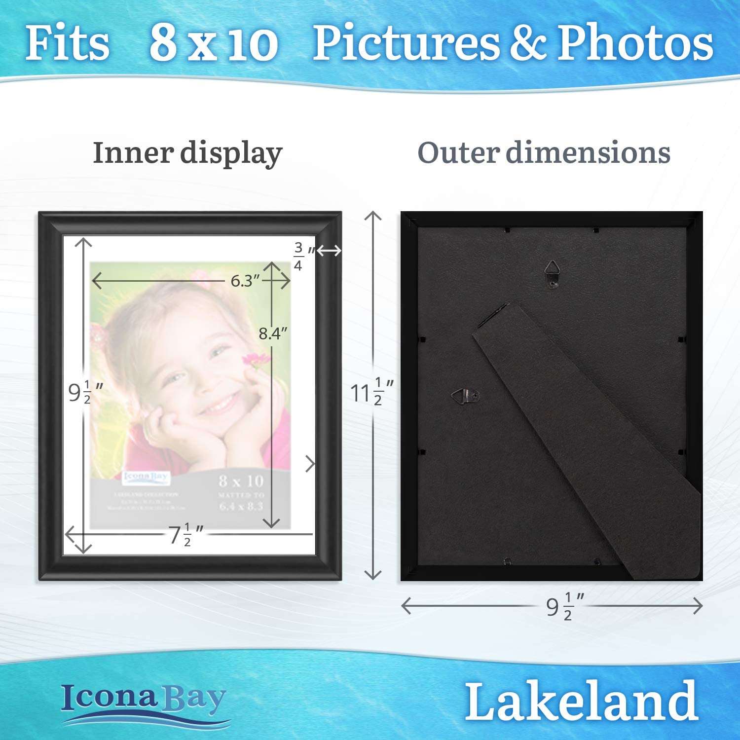 Icona Bay 8x10 Black Picture Frame - e4cents