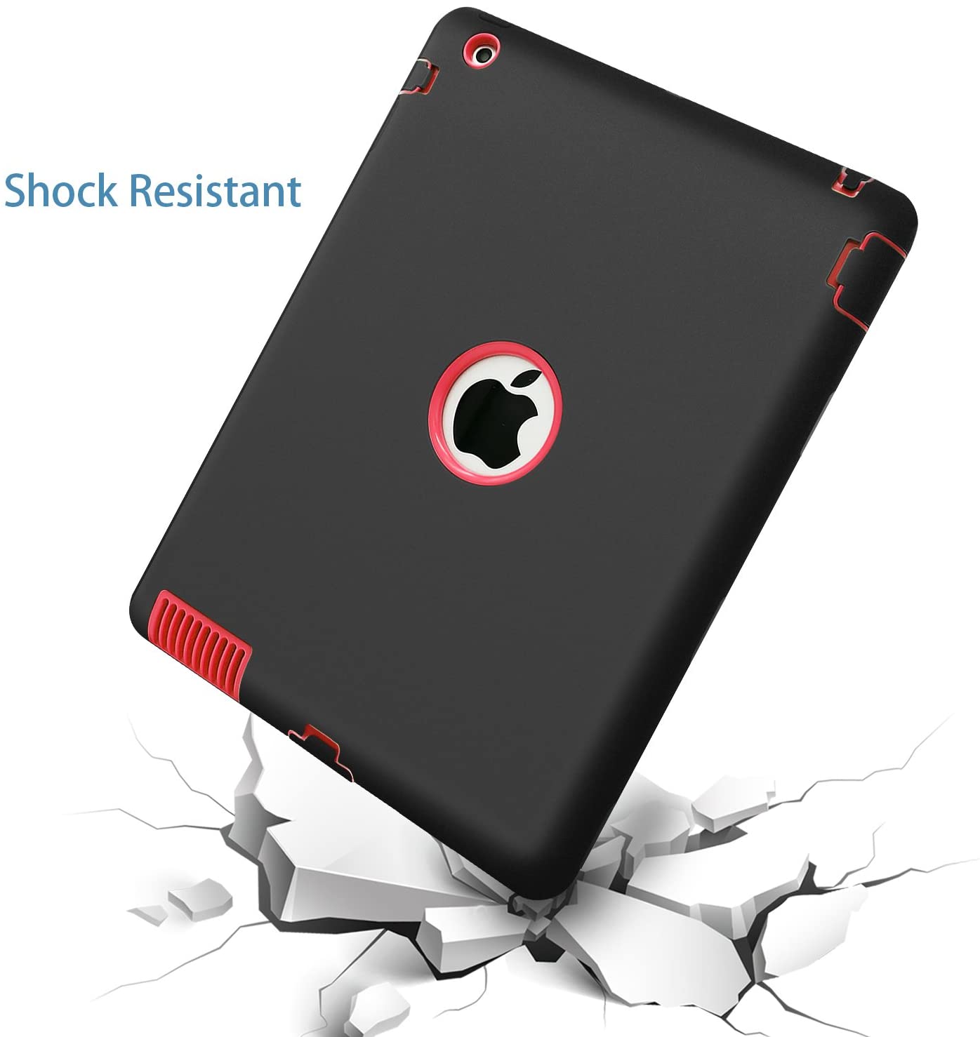 Fingic Heavy Duty 3 Layer Armor High-Impact Rugged Shockproof Protective Case Cover for 9.7 iPad 2nd / 3rd / 4th Generation,Black/Red - e4cents