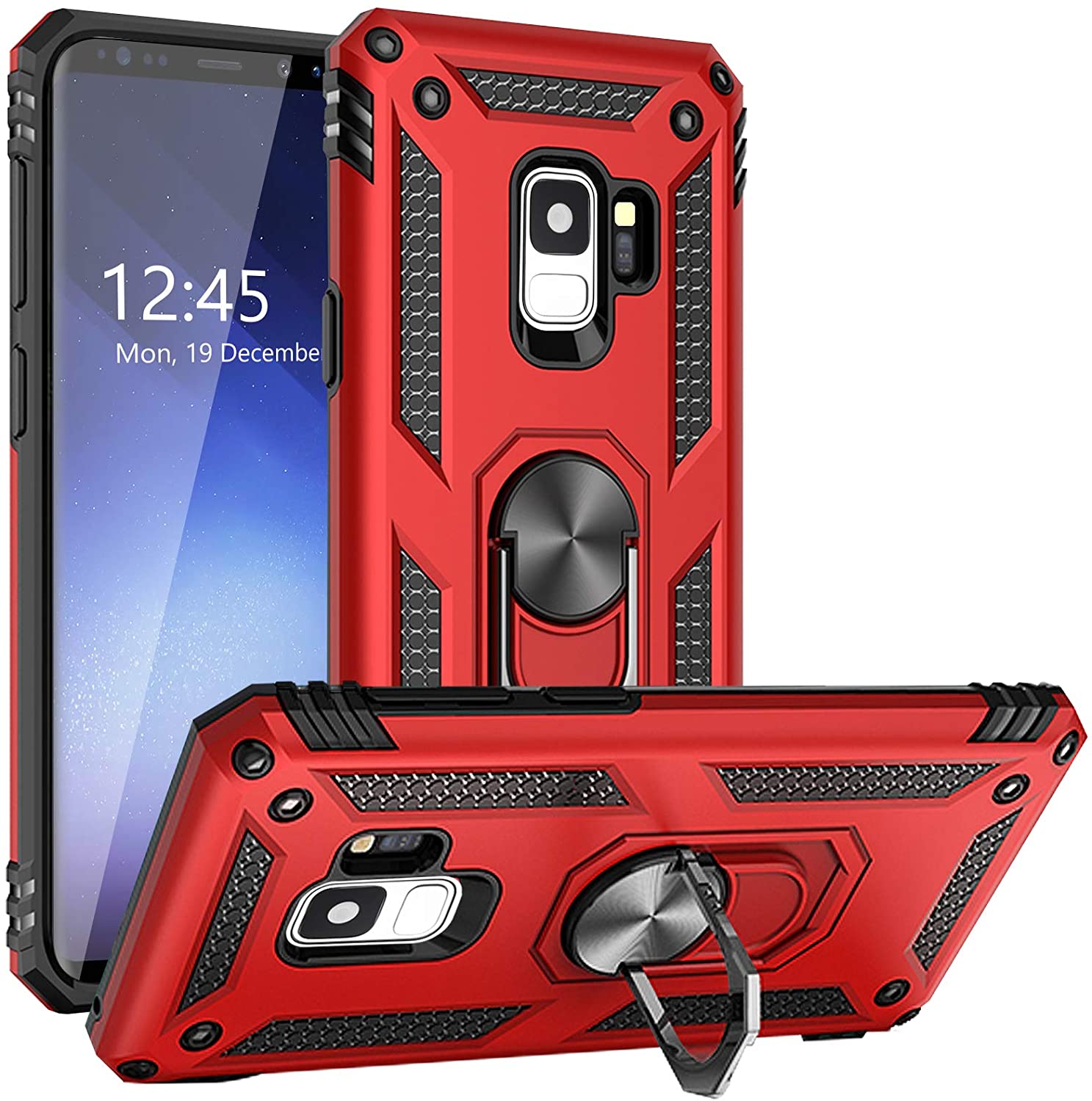 DICHEER for Galaxy S9 Case Heavy Duty  - RED - e4cents