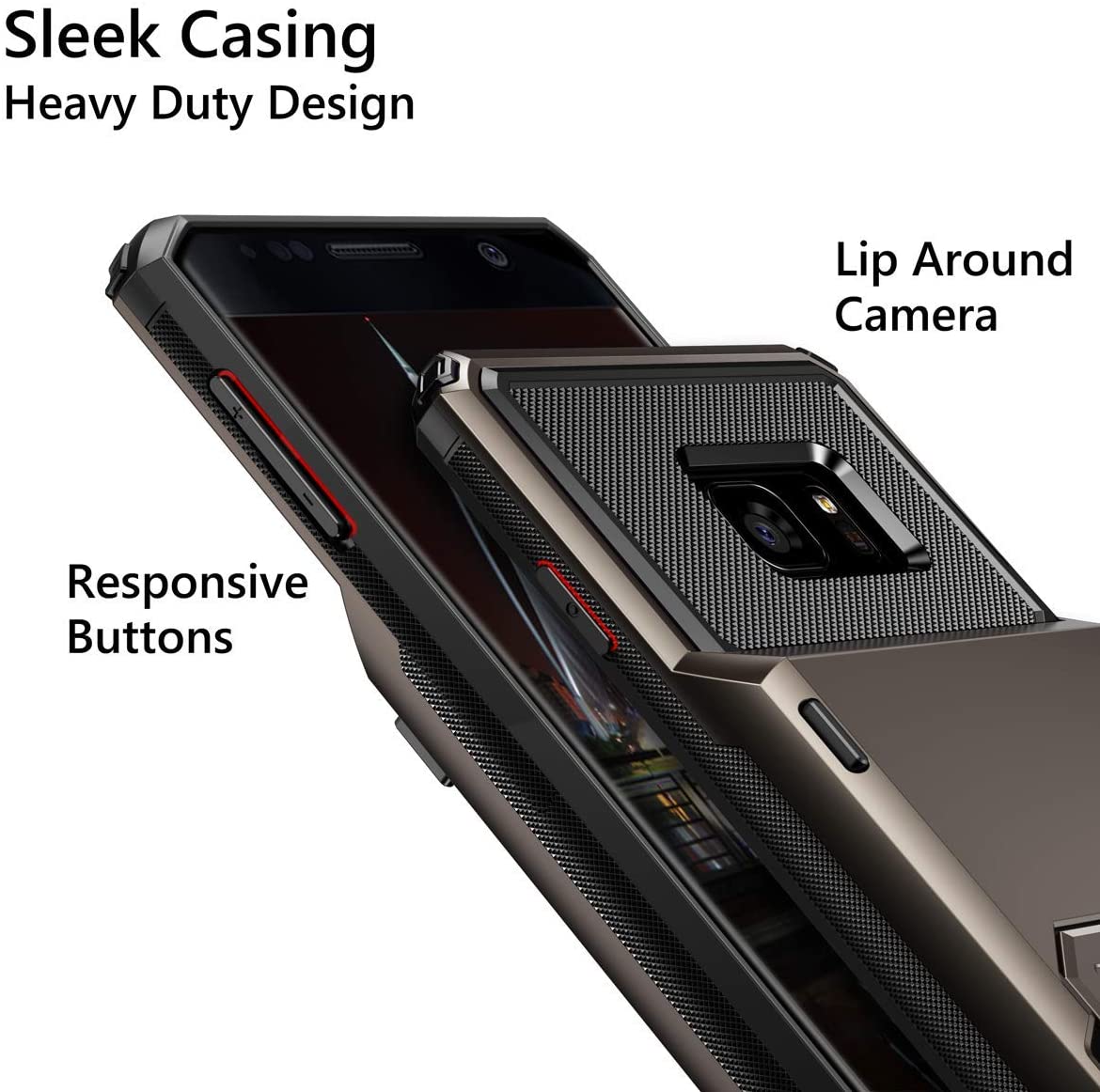 Vofolen Cover for Galaxy S7 Case Wallet 4-Card Holder -  Gun Metal - e4cents