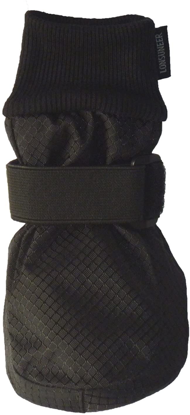 LONSUNEER Paw Protector Dog Boots Soft Sole Nonslip and Reflective Set of 4 (Large - Meduim, Black) - e4cents