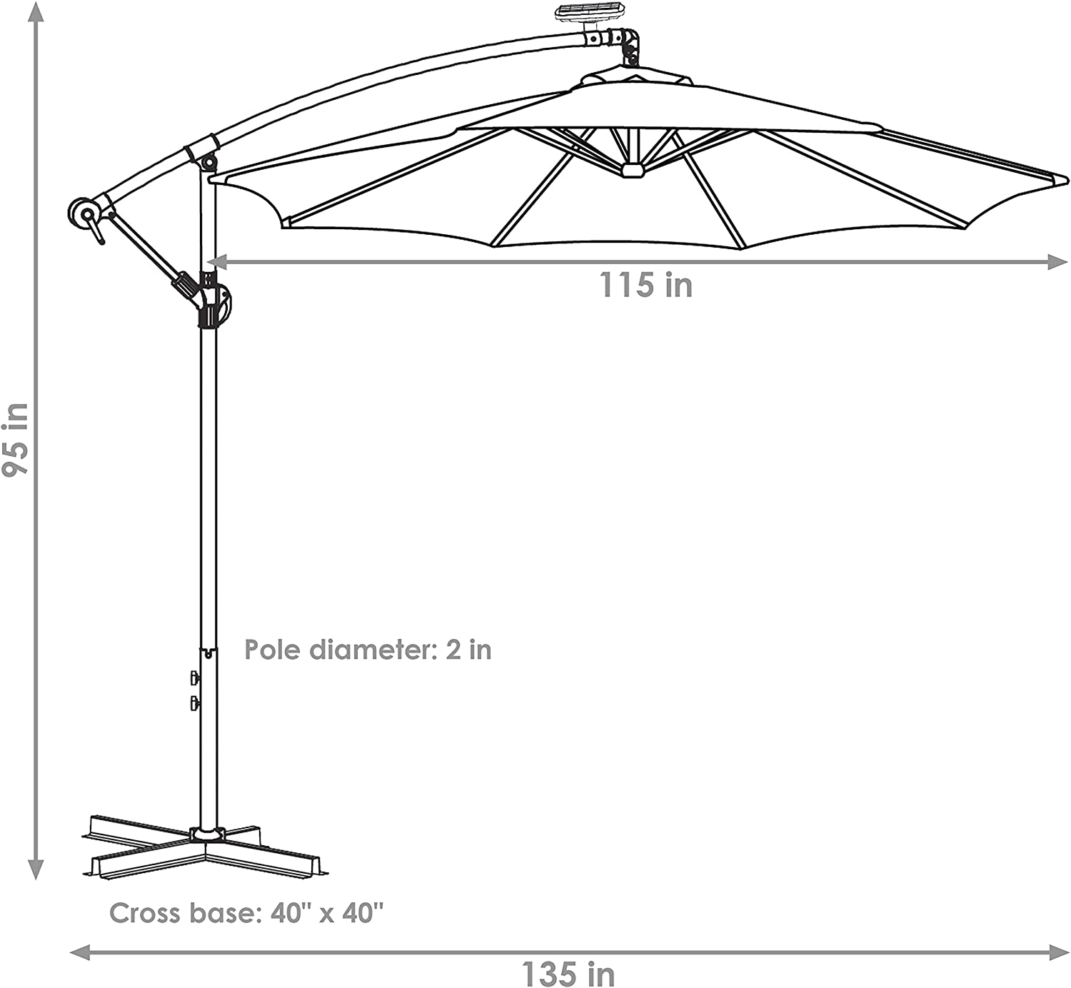 Sunnydaze Steel 10-Foot Offset Solar LED Patio Umbrella with Cantilever.(NC)