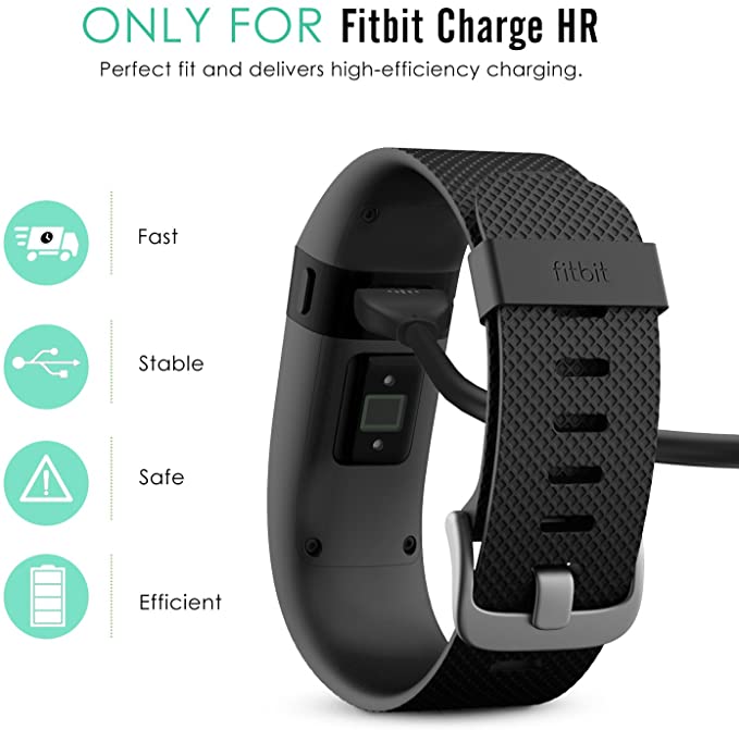 HR Cable, MoKo Replacement USB Charger Charging Cable for Fitbit Charge HR Wireless Activity Wristband, Black - e4cents