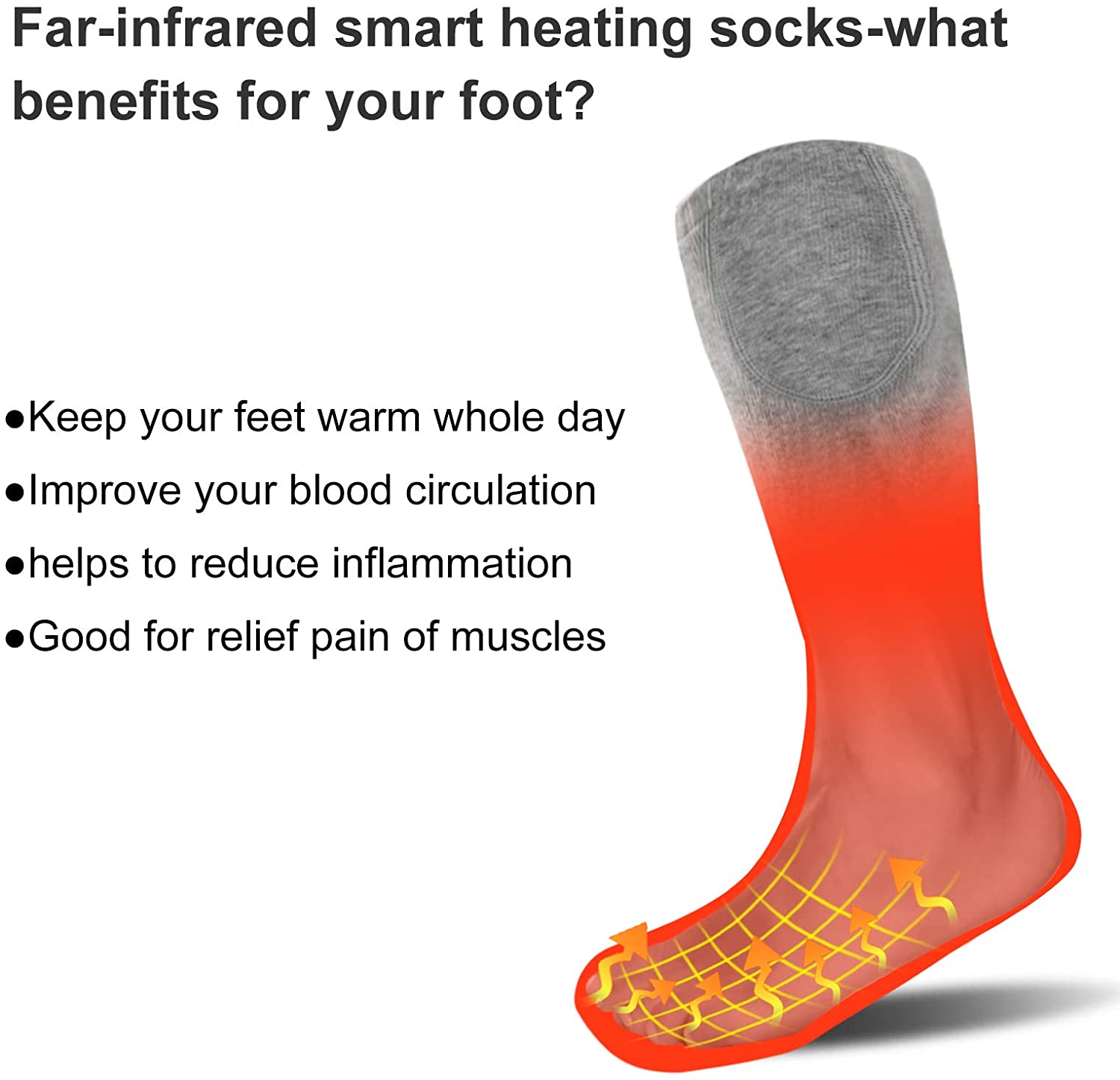 Heated Socks Rechargeable Battery Heating Socks Thermal Thick Windproof Socks Foot Warmer in Cold Weather - e4cents