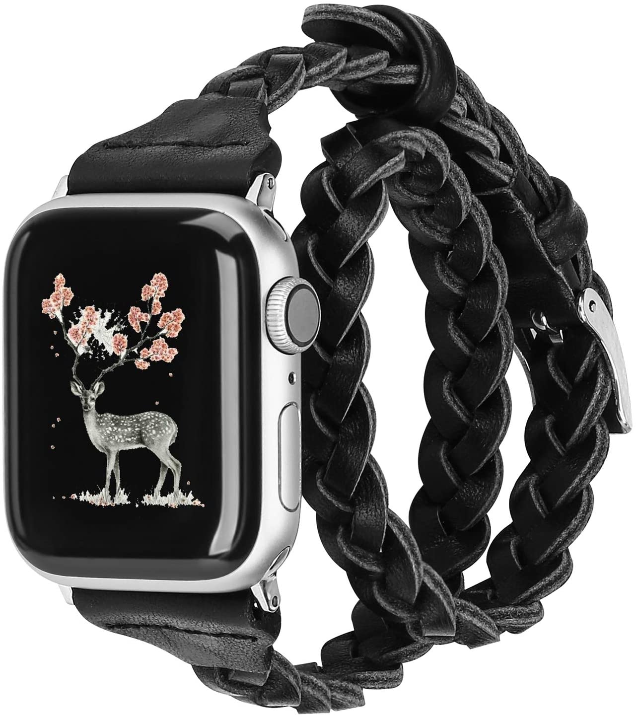 Wearlizer Double Wrap Gift Band Compatible with Apple Watch Bands 38mm 40mm Women - BLACK - e4cents