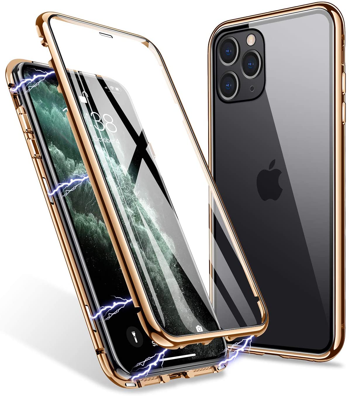 Apple iPhone 11 Pro (Clear Golden) Magnetic Adsorption Case - e4cents