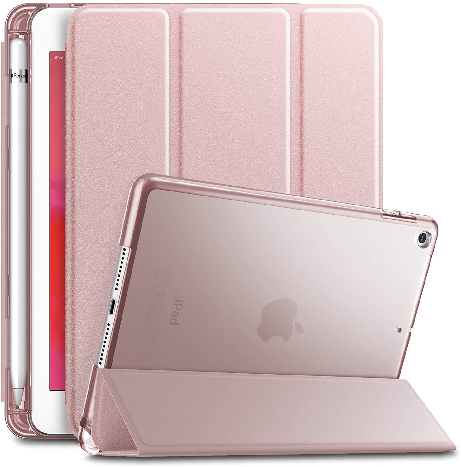 Infiland Case for New iPad Mini 5, Ultra Slim Lightweight Stand Case with Translucent Frosted Back Smart Cover  - ROSE GOLD - e4cents
