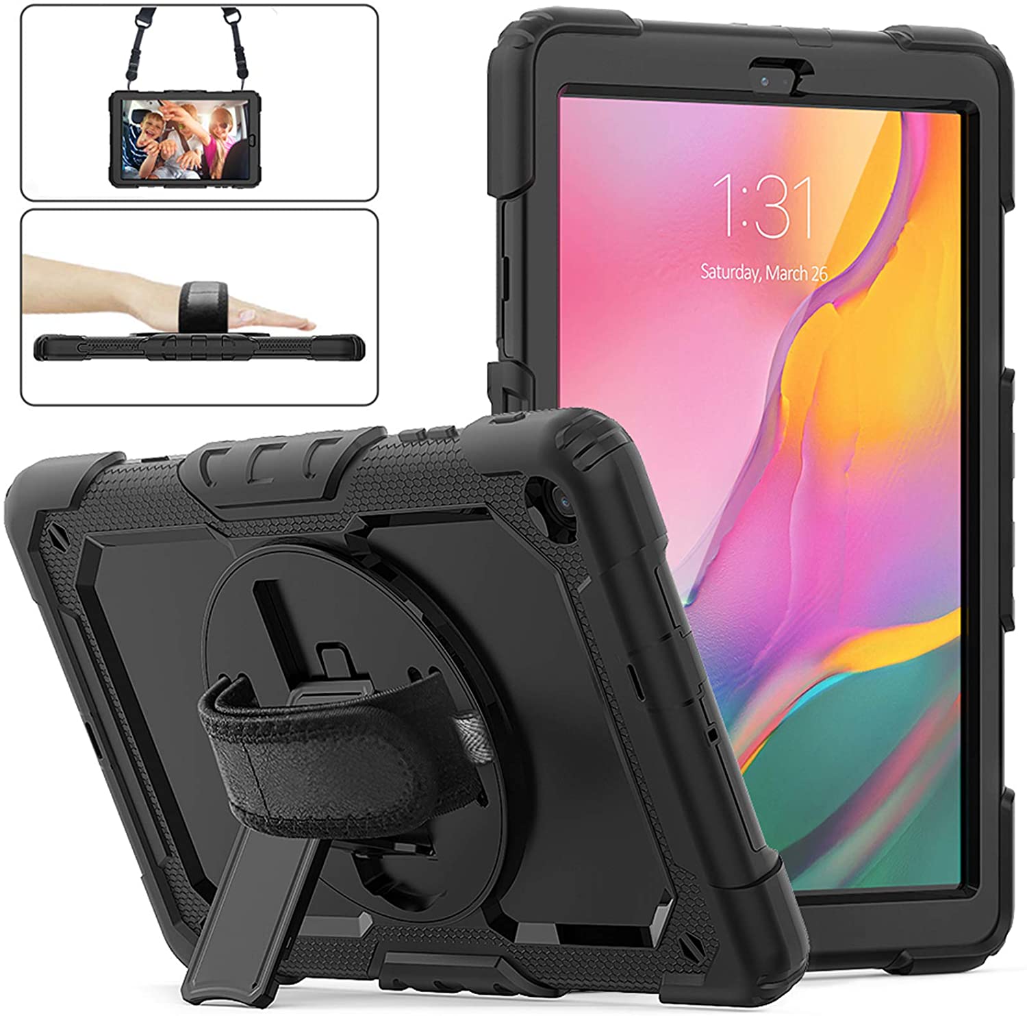 Samsung Galaxy Tab A 10.1 Case 2019, Herize SM-T510/T515 Shockproof Rugged Protective Case Cover with Built-in Screen Protector. - e4cents