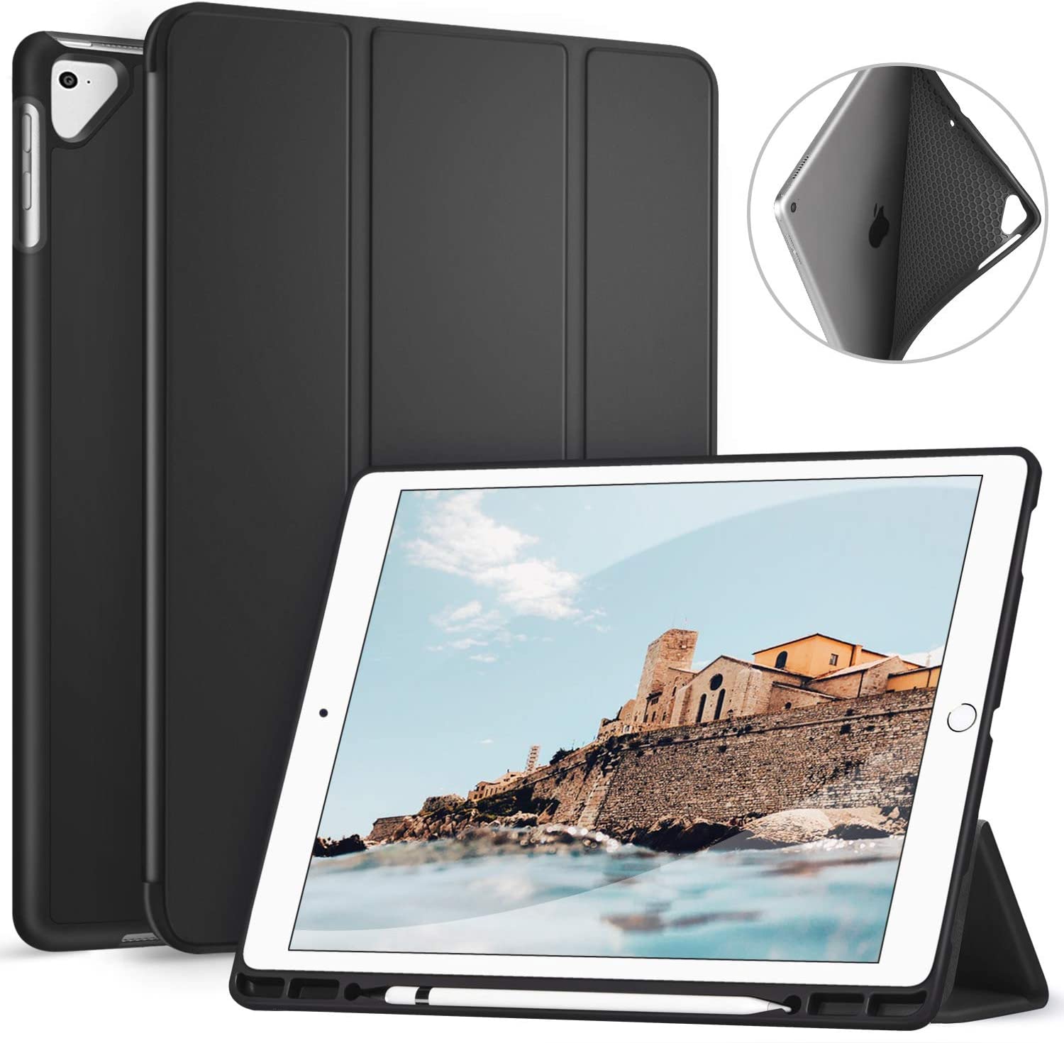 Ztotop Case for iPad Pro 12.9 Inch 2017/2015 with Pencil Holder- Lightweight Soft TPU Back Cover and Trifold Stand with Auto Sleep/Wake. - e4cents