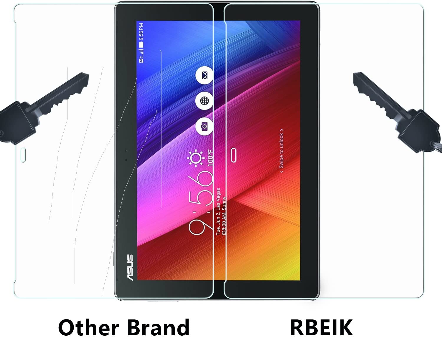 ASUS ZenPad 10 Z300M 10.1-Inch Screen Protector [Glass], RBEIK Premium 9H Hardness Tempered Glass - e4cents