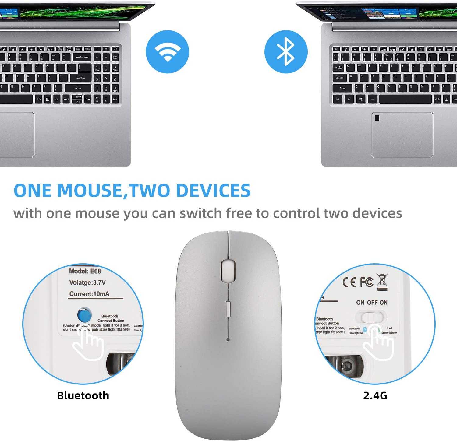 Rechargeable Wireless Mouse - - e4cents