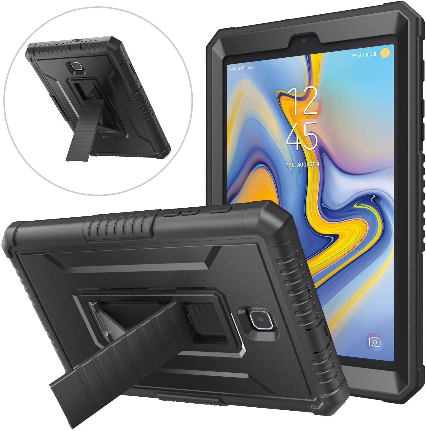 MoKo Case Fit Samsung Galaxy Tab A 8.0 LTE 2018 SM-T387W/Tab A 8.0 2018 SM-T387, Shockproof Heavy Duty Full Body Vertical/Horizontal Cover Stand with Screen Protector for Galaxy Tab A 8.0 201