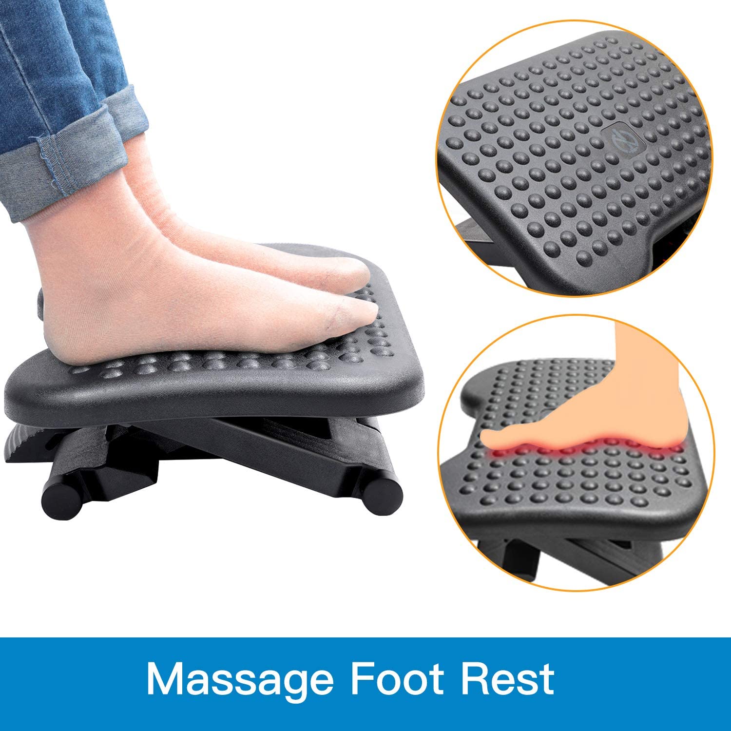 HUANUO Adjustable Under Desk Footrest - Ergonomic Foot Rest with 3 Height Position . - e4cents