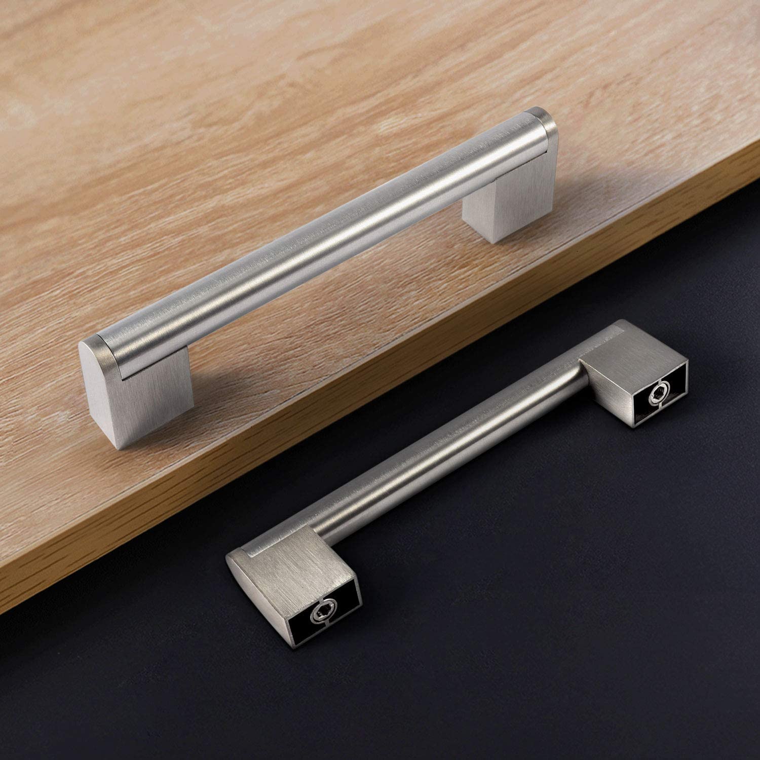 Fulgente Brushed Chrome Drawer Pulls, 5-Inch Hole Center 10-Pack Stainless Steel Cabinet Handles.