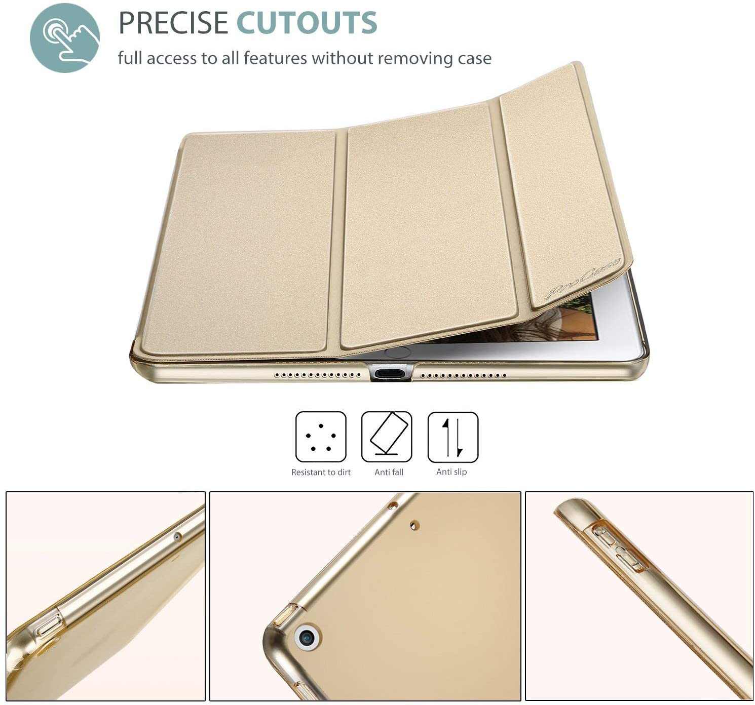 ProCase iPad 10.2 Case 2020 iPad 8th Gen / 2019 7th Generation Case -  Navy Blue / Gold. - e4cents