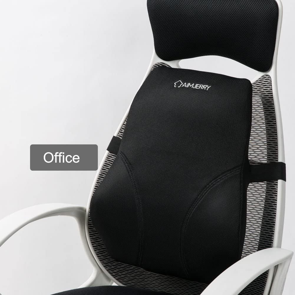 Lumbar Cushion Pillows Memory Foam Lumbar Pillow Chair Cushion for Lower Back Pain,Washable Cover (Black) - e4cents