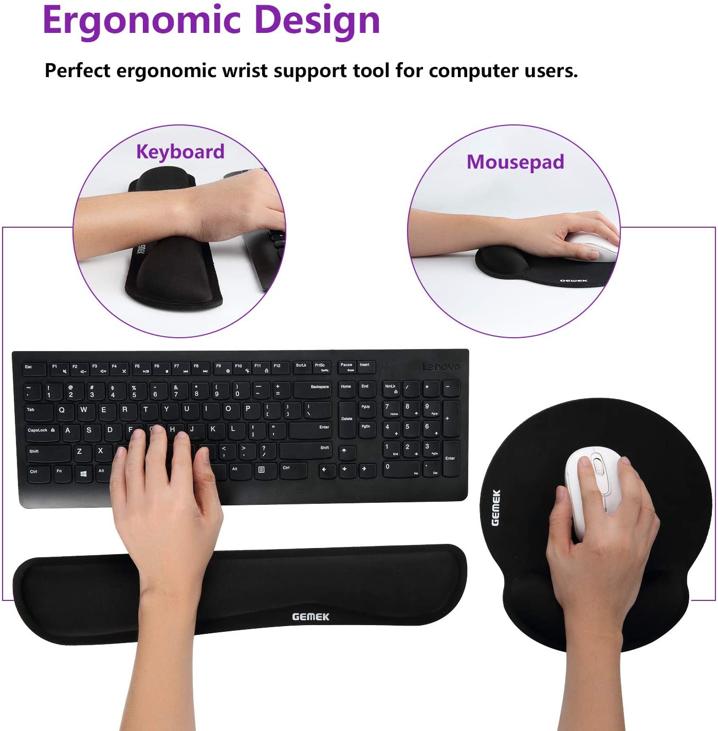 GEMEK Mouse Pad & Keyboard Wrist Rest Support for Gaming/Computer/Laptop, Memory Foam Set for Easy Typing&Relief Getting Hand Hurt and Carpal Tunnel Syndrome Pain - e4cents