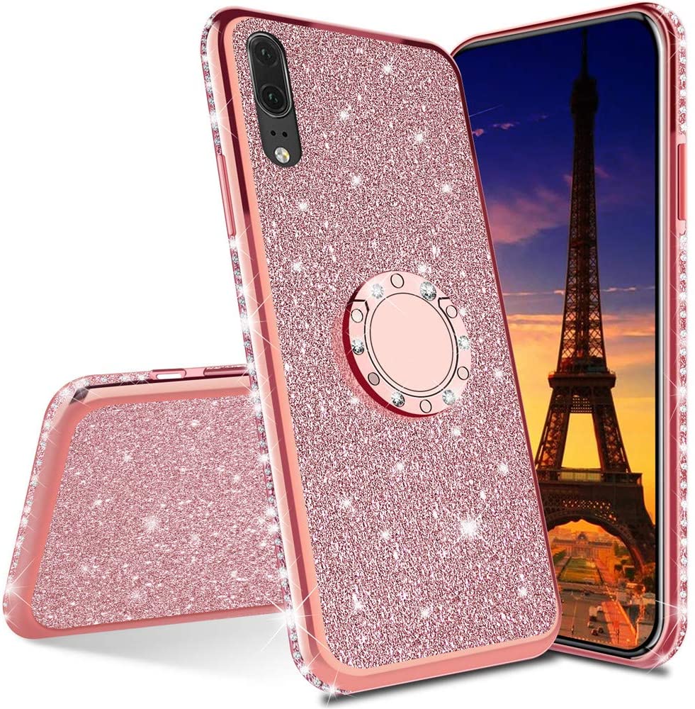 COTDINFORCA Huawei P30 Case,Cute Girly Glitter Bling Diamond  - Rose Gold - e4cents