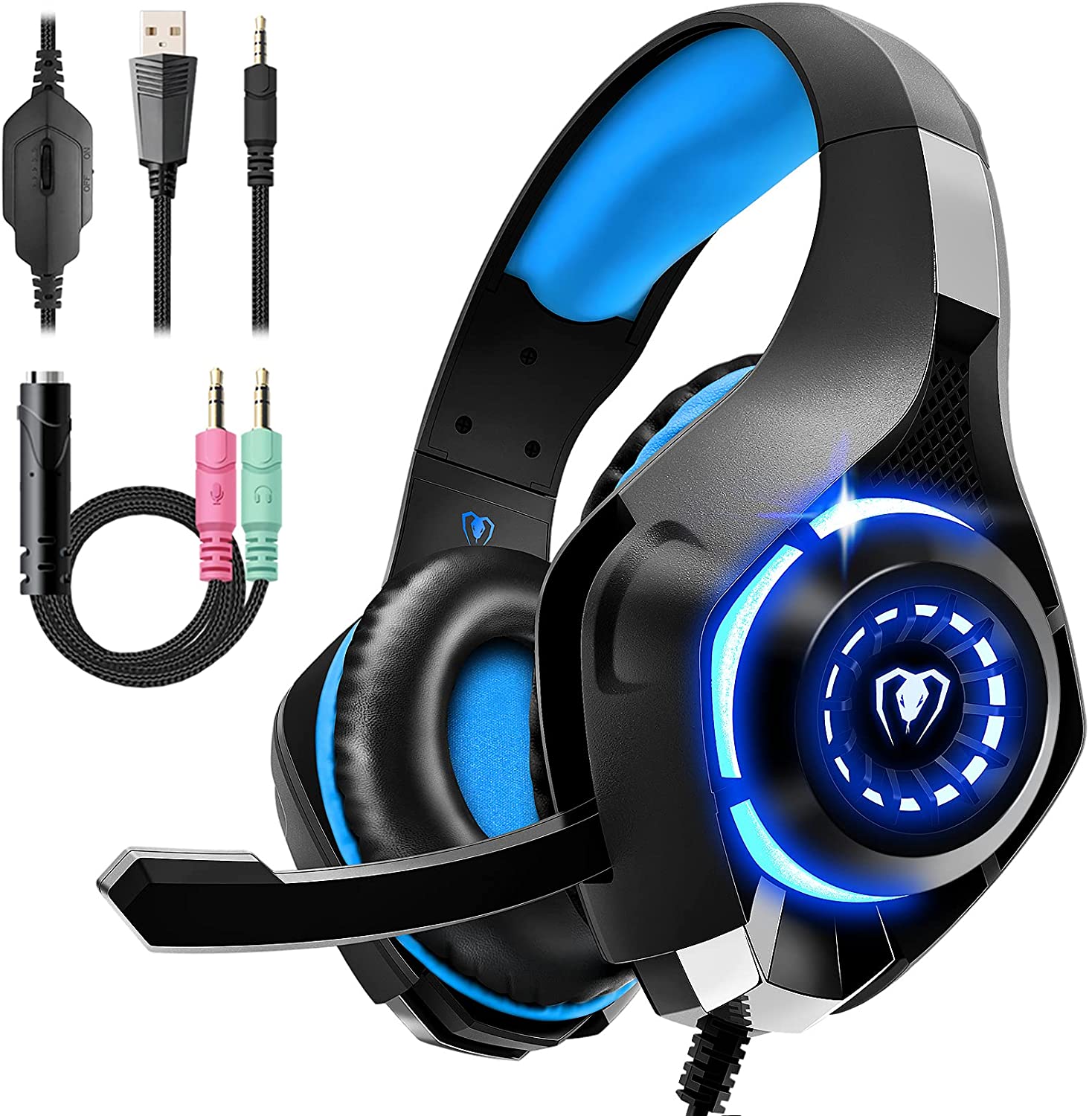 Gaming Headset for PS4 PS5 Xbox One, Over-Ear Gaming Headphones with Noise Reduction.