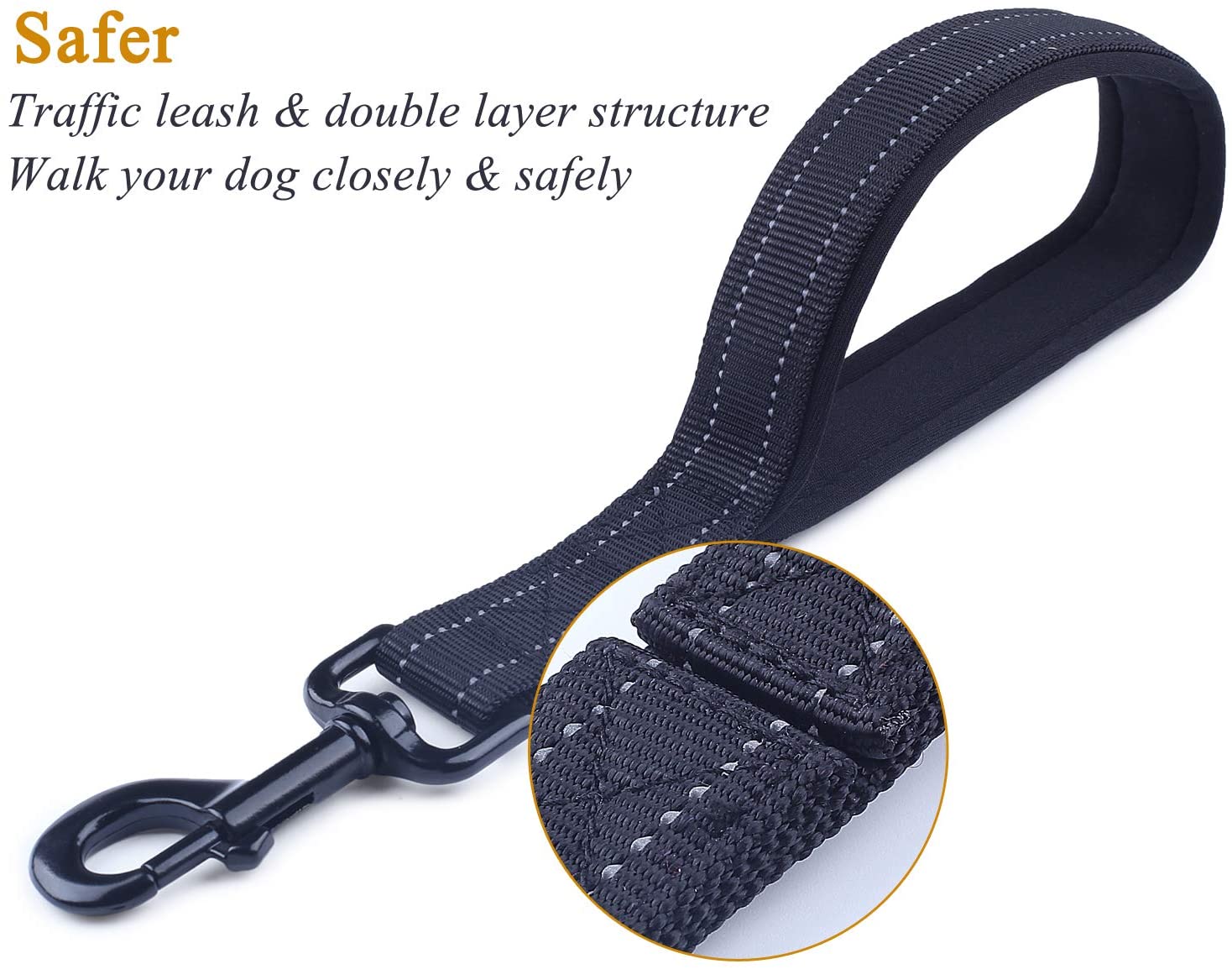 VIVAGLORY Short Dog Leash with Padded Handle  - 12 inch - e4cents