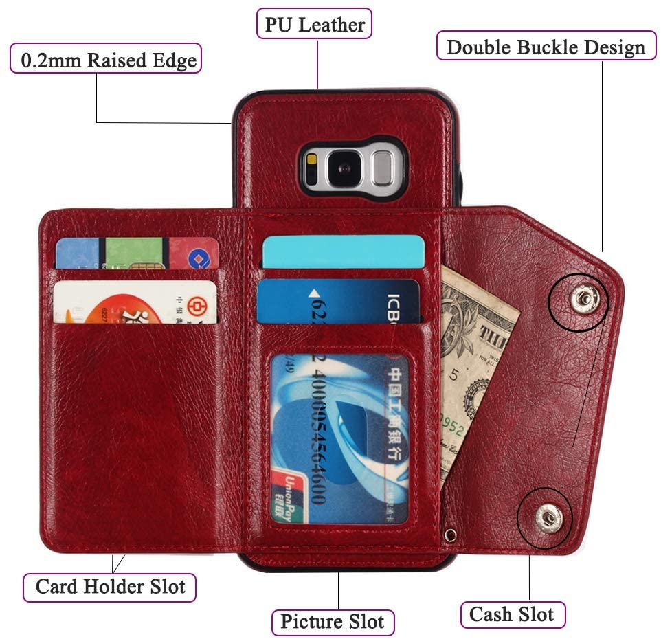 Galaxy S8 Plus/S8+ Case,Wallet - Dark Brown. - e4cents