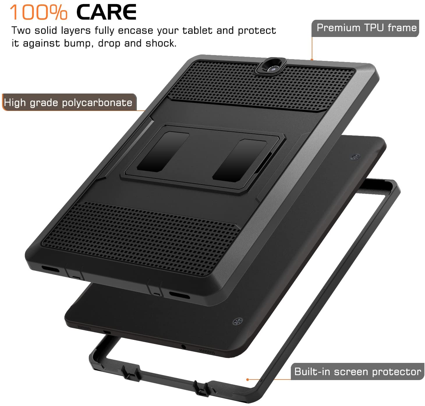 MoKo Tab S2 9.7 Case, [Heavy Duty] Shockproof Defender Full Body Rugged for Samsung Galaxy Tab S2 9.7/S2 Plus 9.7 LTE Android 6.0/7.0 2017 Version, Black. - e4cents
