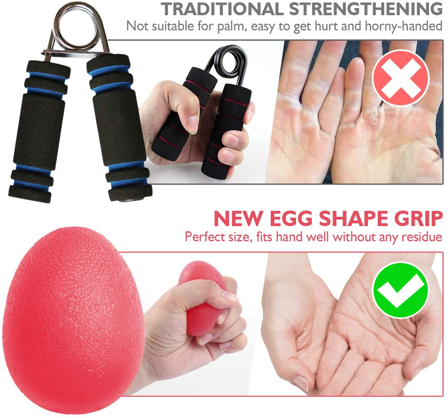 Hand Grip Stress Relief Ball Fidget Toys Strength Trainer Fits Both for Adults and Kids (3PC) - e4cents