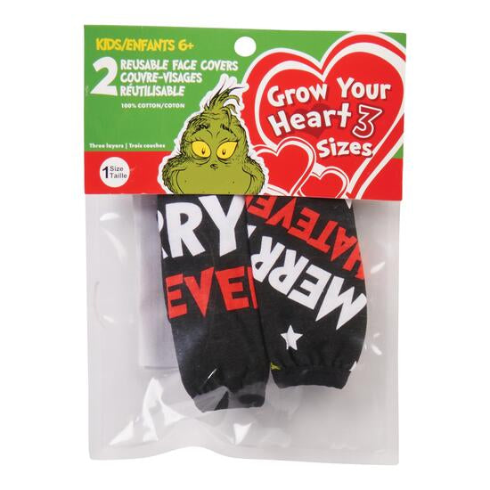 FREE 2 RE-USEABLE Kid’s Grinch face Mask