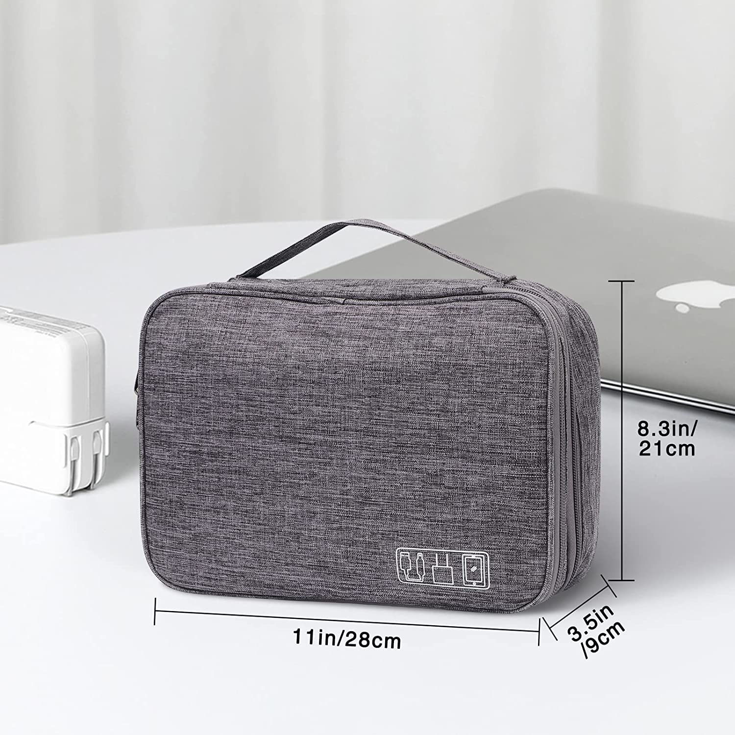 FREE - Travel Cable Organizer Pouch bag for Electronic Accessories - GREY (SDA)