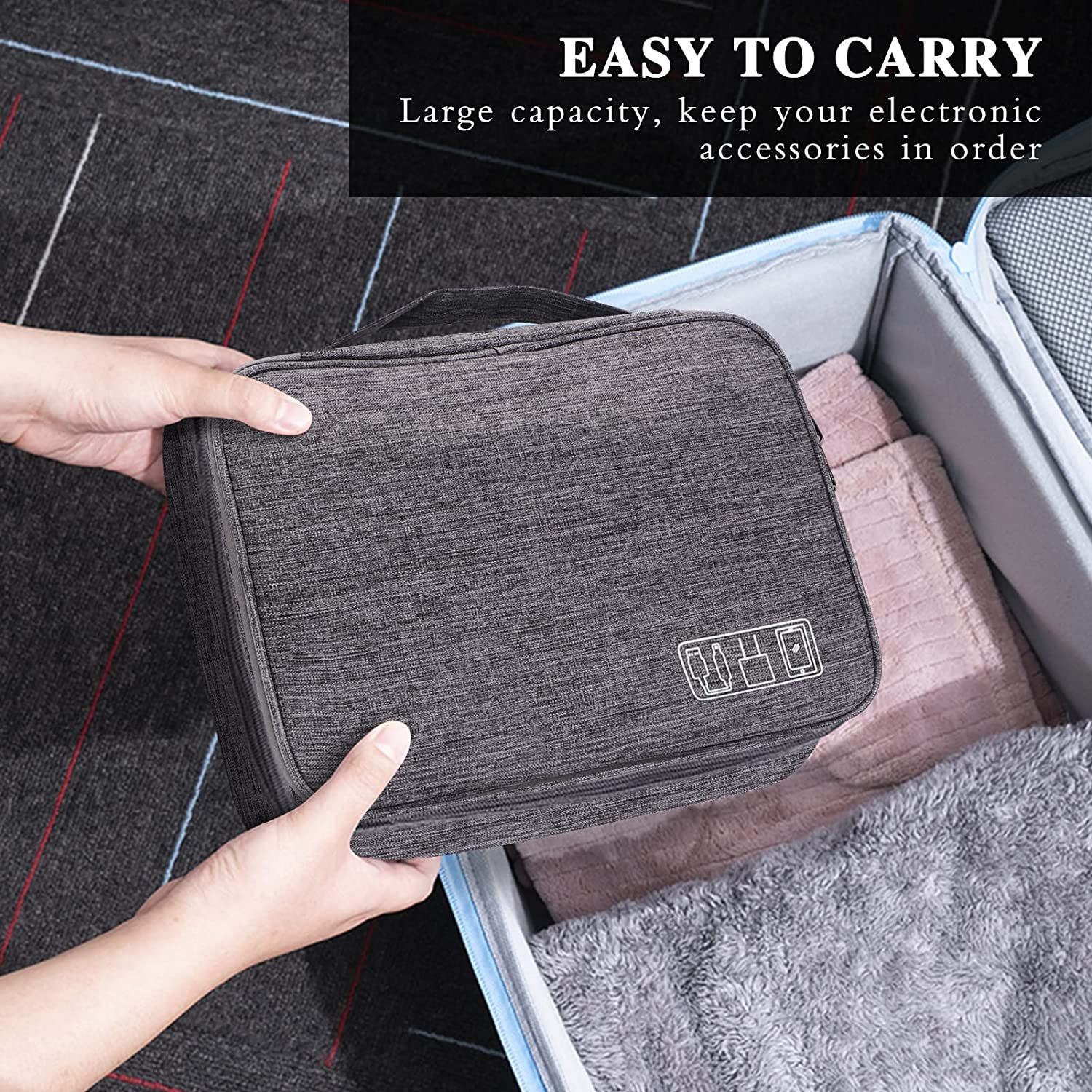 FREE - Travel Cable Organizer Pouch bag for Electronic Accessories - GREY (SDA)