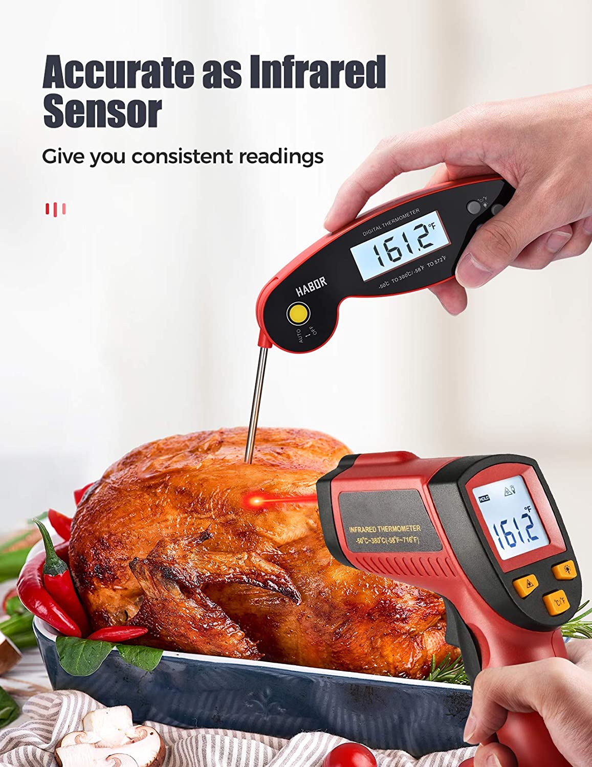 Habor Digital Meat Thermometer, Upgraded Waterproof, 3s Instant Read Cooking Thermometer - e4cents