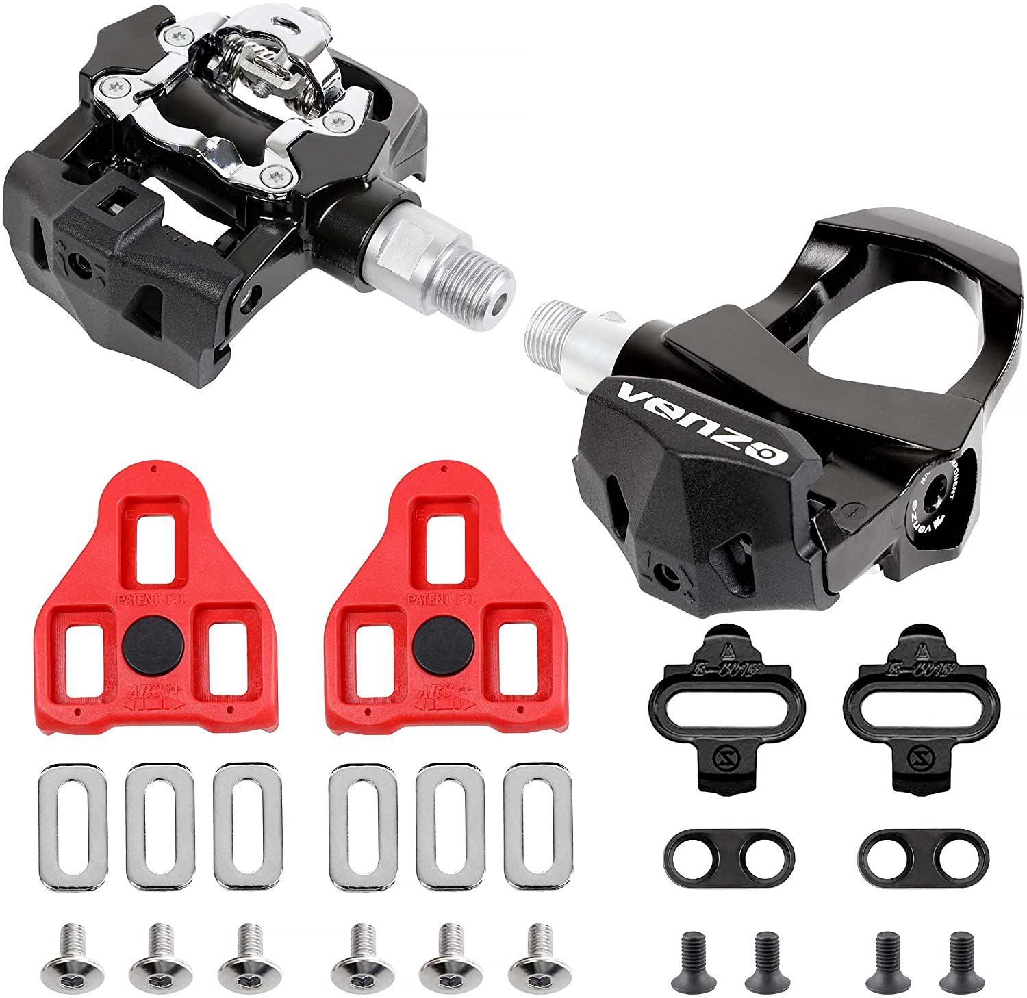 Venzo Sealed Fitness Exercise Indoor Bike CNC Pedals Compatible with Look ARC Delta & Shimano SPD 9/16" Compatible with Peloton.