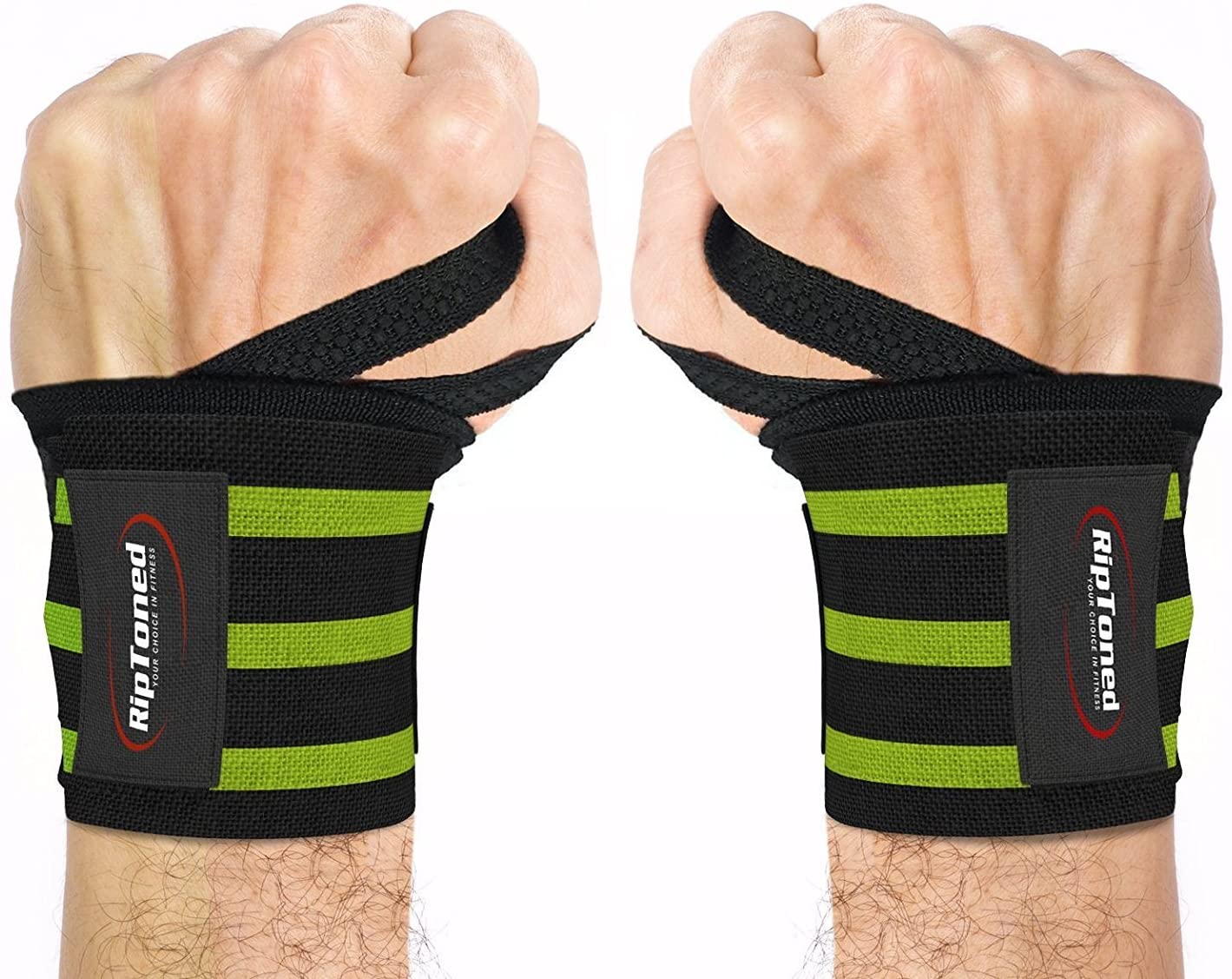 rist Wraps by Rip Toned - 18" Professional Grade with Thumb Loops - Wrist Support Braces for Men & Women - Weight Lifting, Crossfit, Powerlifting, Strength Training - e4cents