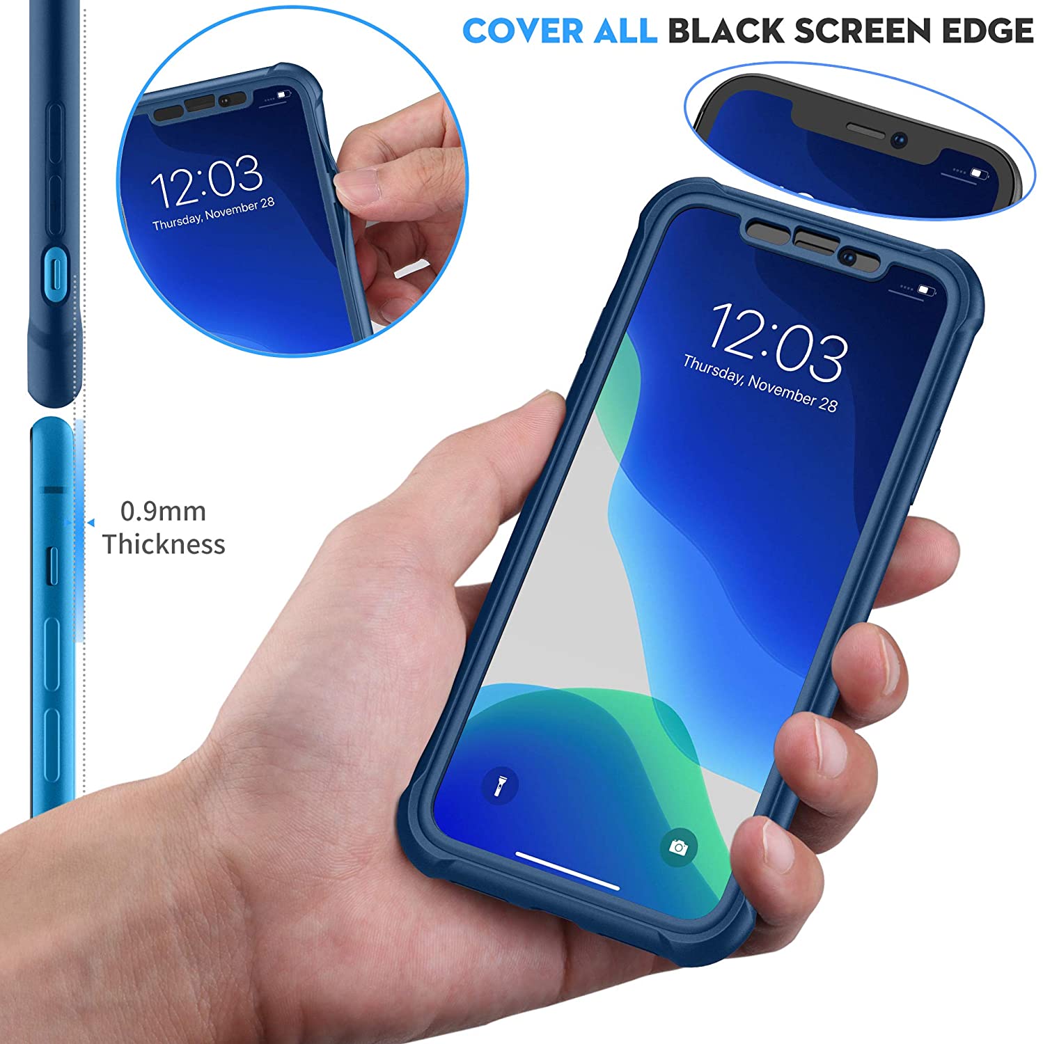 ORETECH Designed for iPhone XR Case, with[2 x Tempered Glass Screen Protector] - BLUE - e4cents