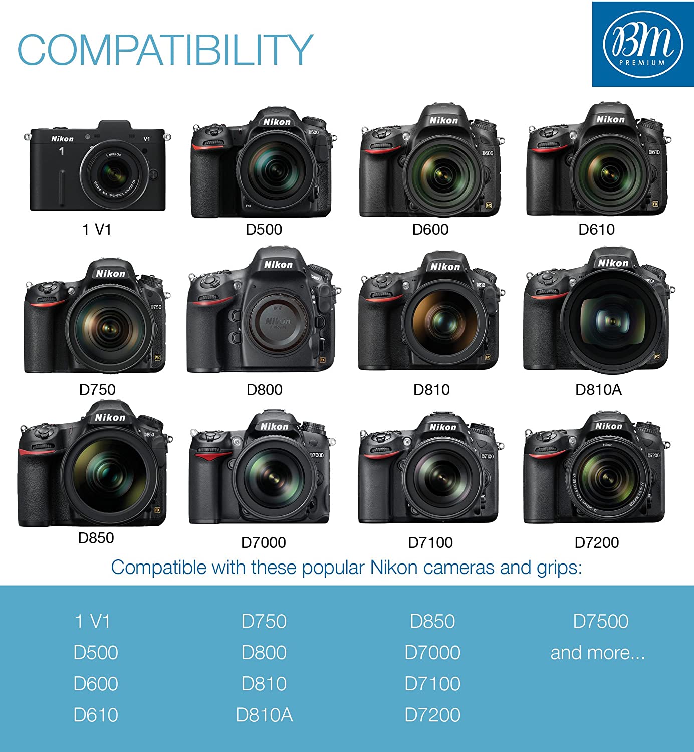 Battery for Nikon Z6, Z7, D850, D7500, 1 V1, D500, D600, D610, D750, D800, D800E, D810, D810A, D7000, D7100, D7200 Digital CameraS   (NC)