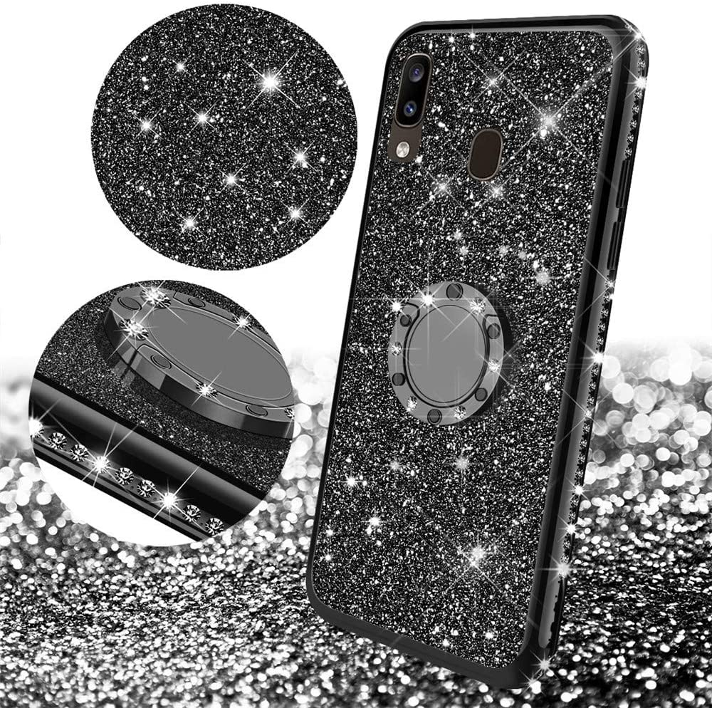 LEECOCO Galaxy A30 Case Glitter Bling Diamond Sparkly Luxury Plating Silicon case - Black - e4cents