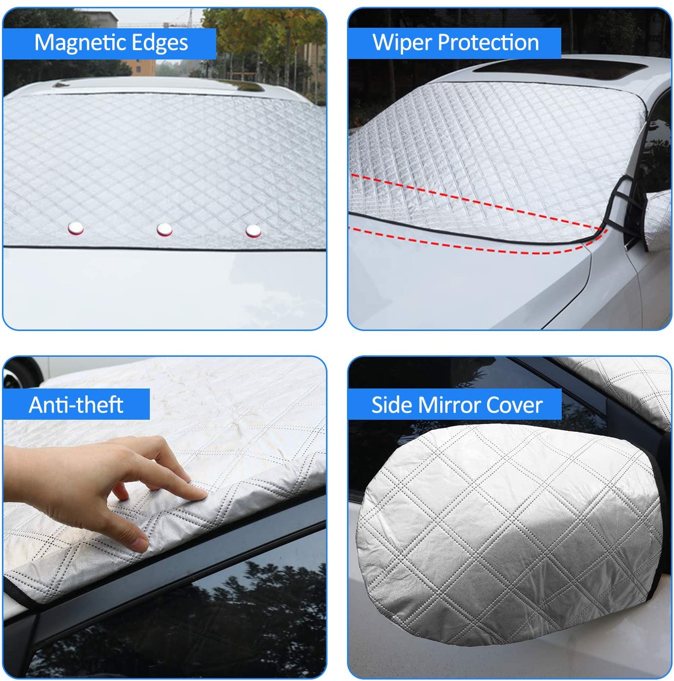 Car Windshield Snow Cover Front Windscreen Waterproof Windproof Winter Ice Guard Automotive Accessory - e4cents