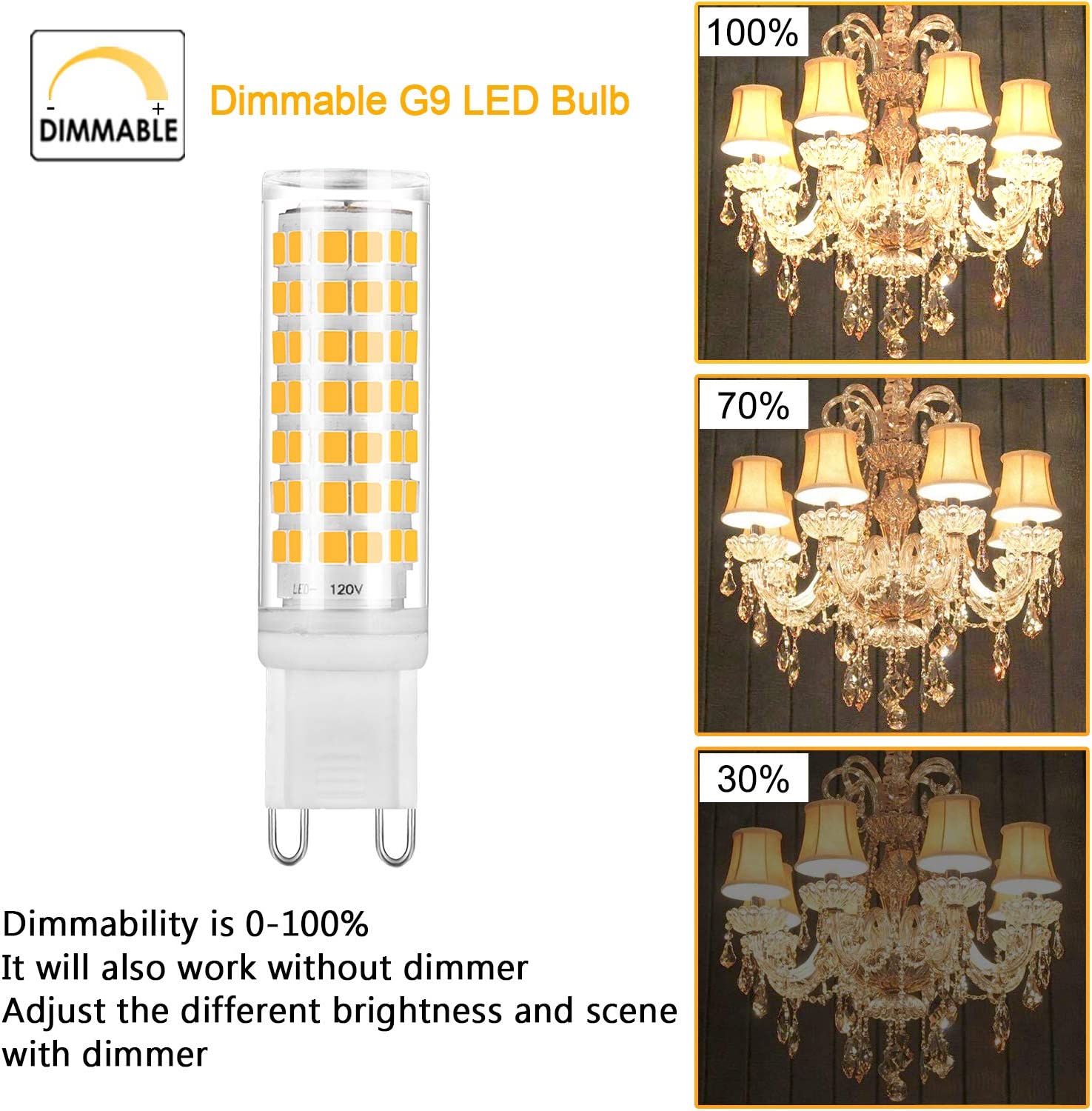 G9 LED Bulb Light Dimmable 6W Warm White 3000K  - (LNC)