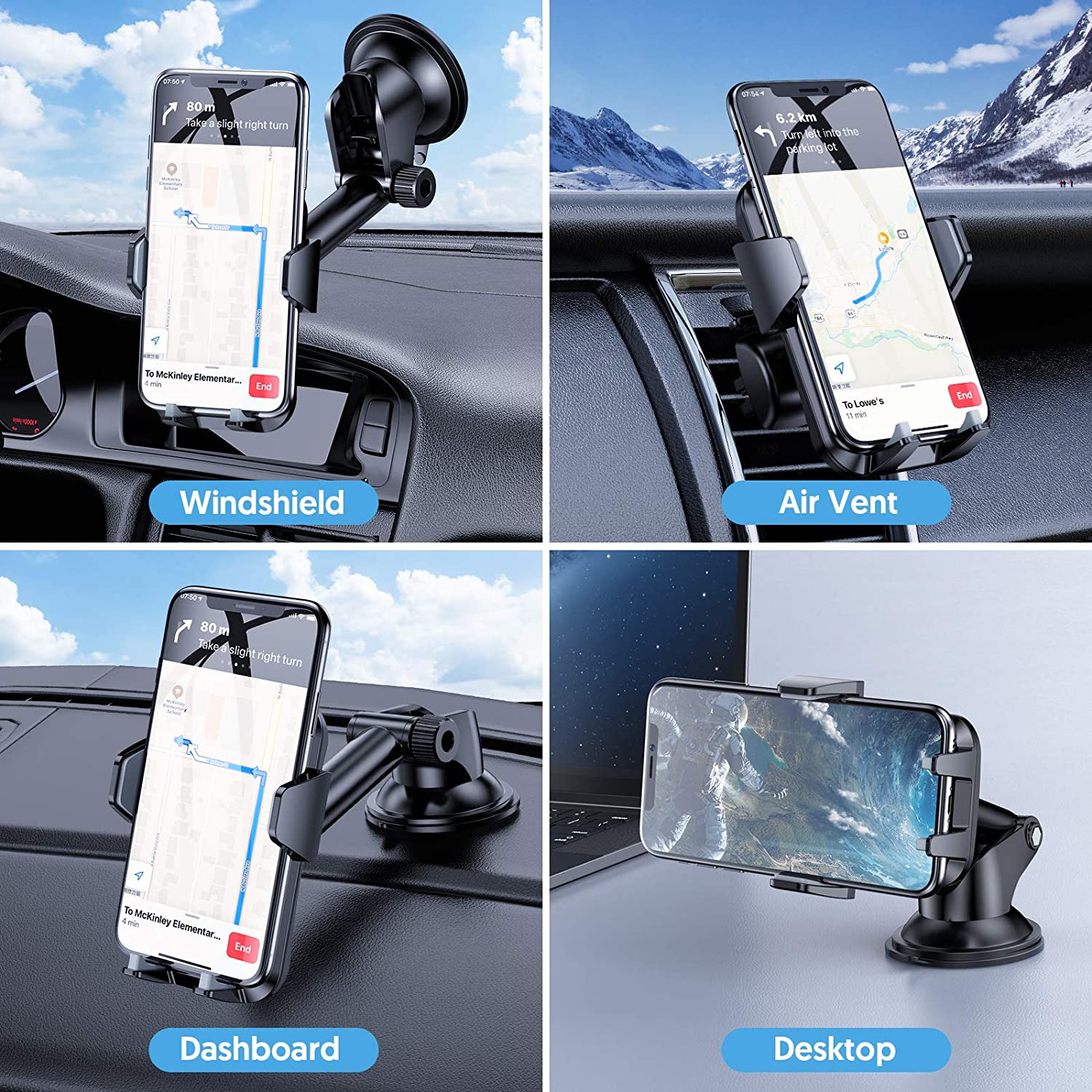 Phone Car Holder, Universal Car Phone Holder Mount - e4cents
