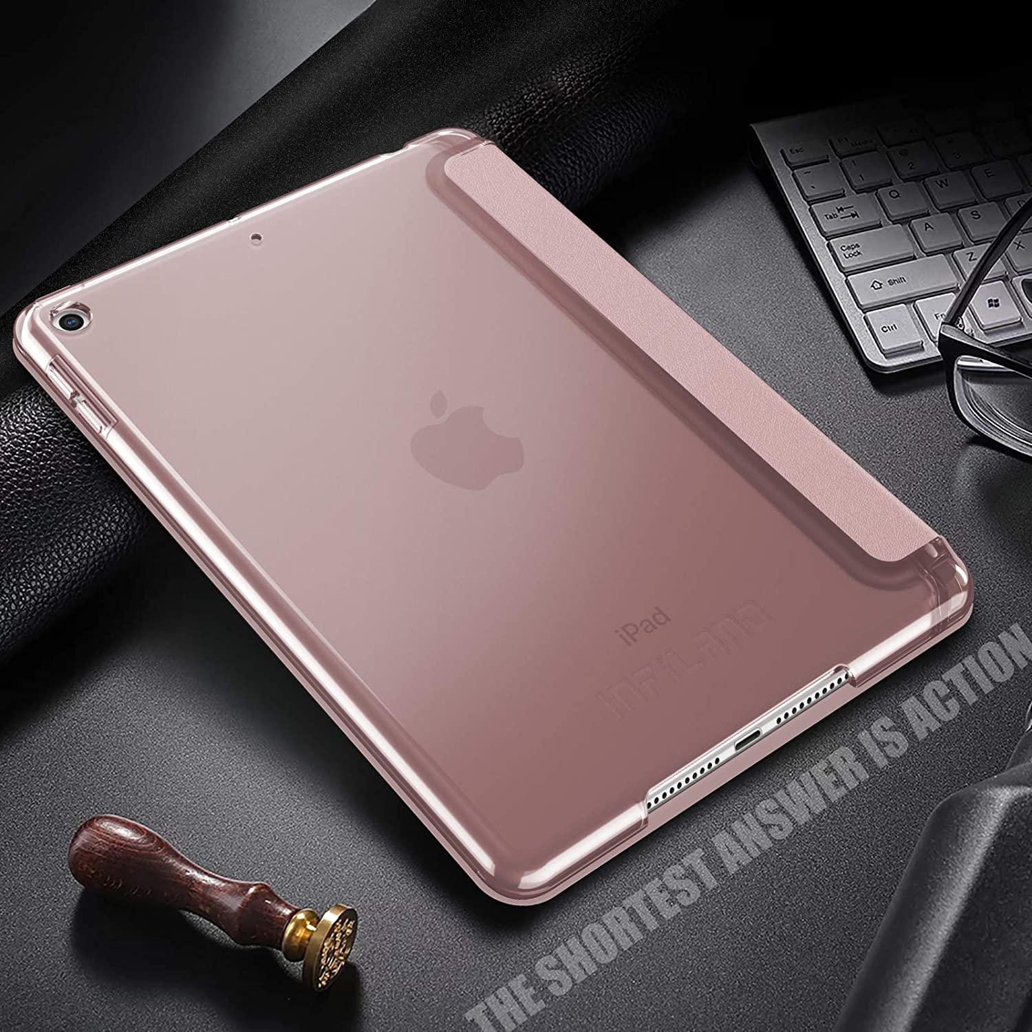 Infiland Case for New iPad Mini 5, Ultra Slim Lightweight Stand Case with Translucent Frosted Back Smart Cover  - ROSE GOLD - e4cents